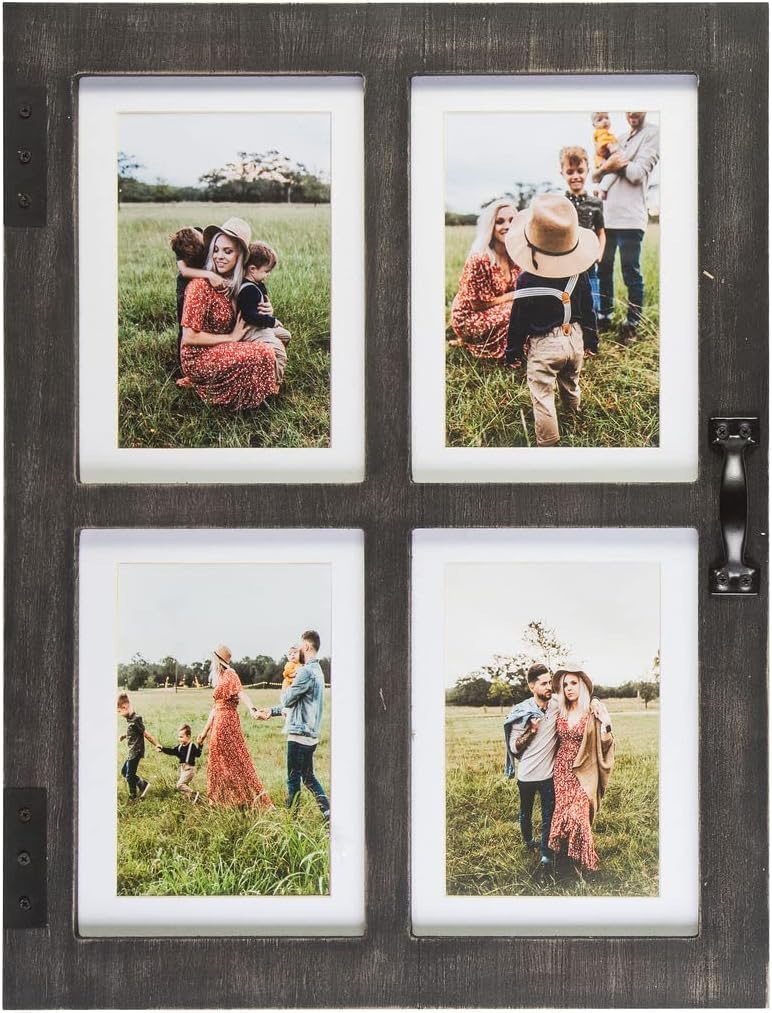 GLM 5x7 Picture Frame Collage with 4 Photos - Black Multi Photo Frame for 4x6 & 5x7 Pictures - Perfect for Wall Display, Home Decor, and Cherished Memories