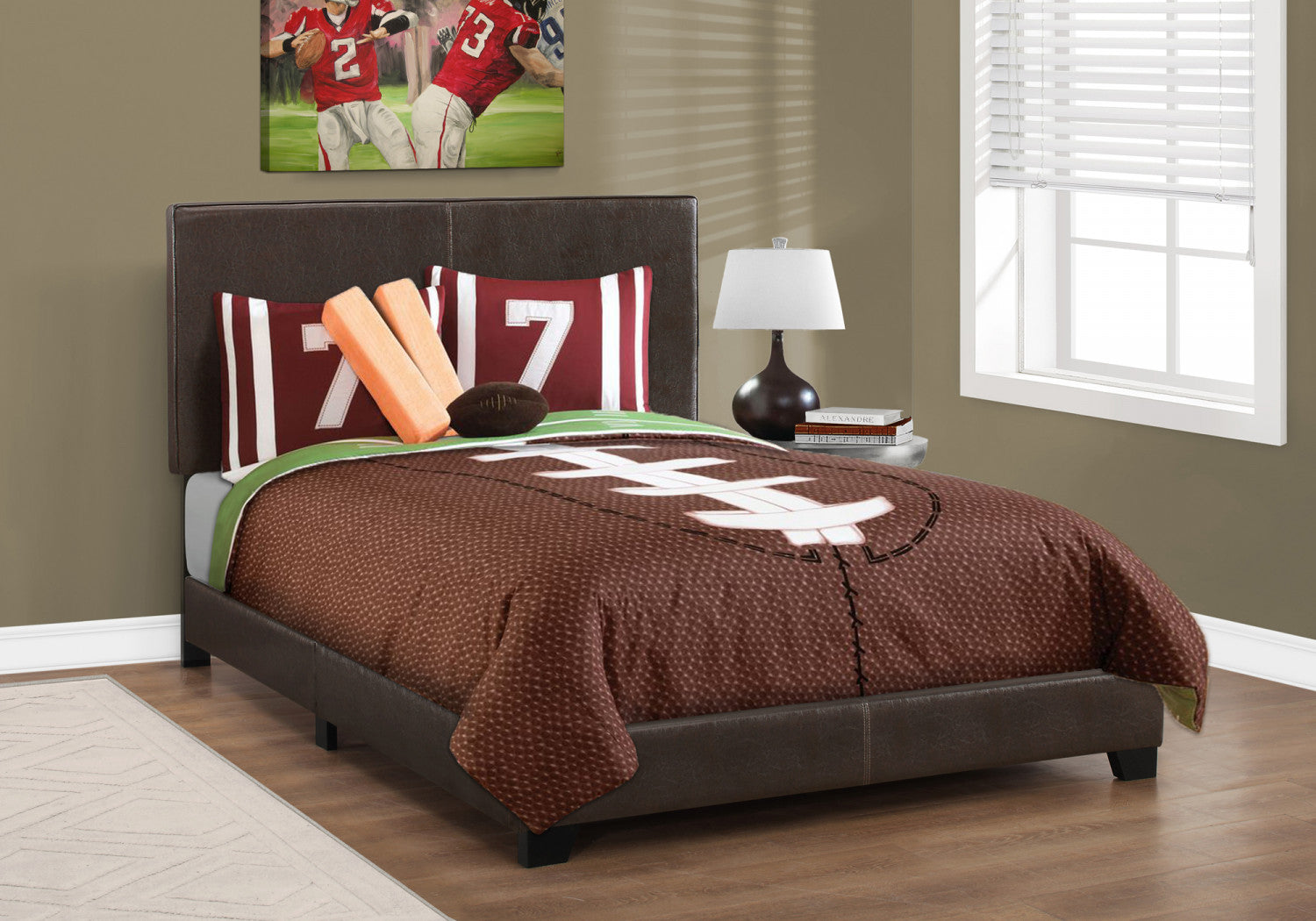 Annette Full Size Bed Frame - Brown Wooden Bed for Bedroom - Perfect for Master Bedroom, Guest Room, or Dormitory