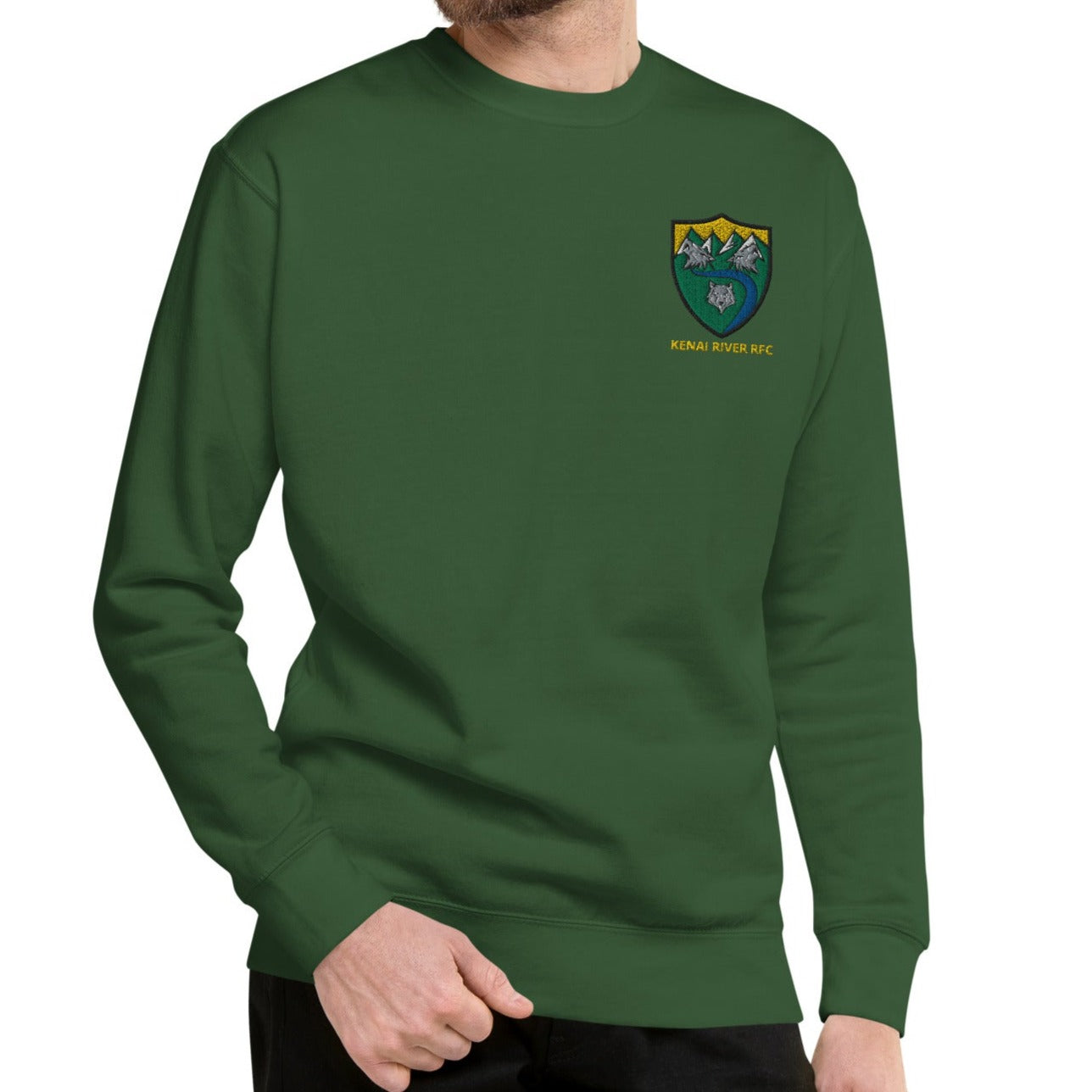 Kenai River RFC Embroidered Crewneck Sweatshirt - Comfortable Cotton Pullover for Men & Women - Perfect for Fishing, Outdoor Adventures & Casual Wear