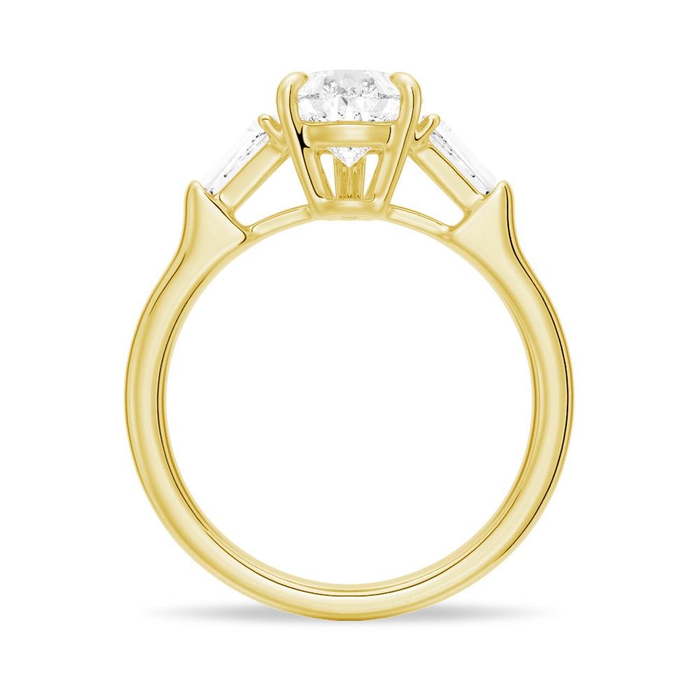 Exquisite Pear Shaped Moissanite Engagement Ring with Tapered Baguette Side Stones - Perfect for Proposals, Weddings & Anniversary Gifts