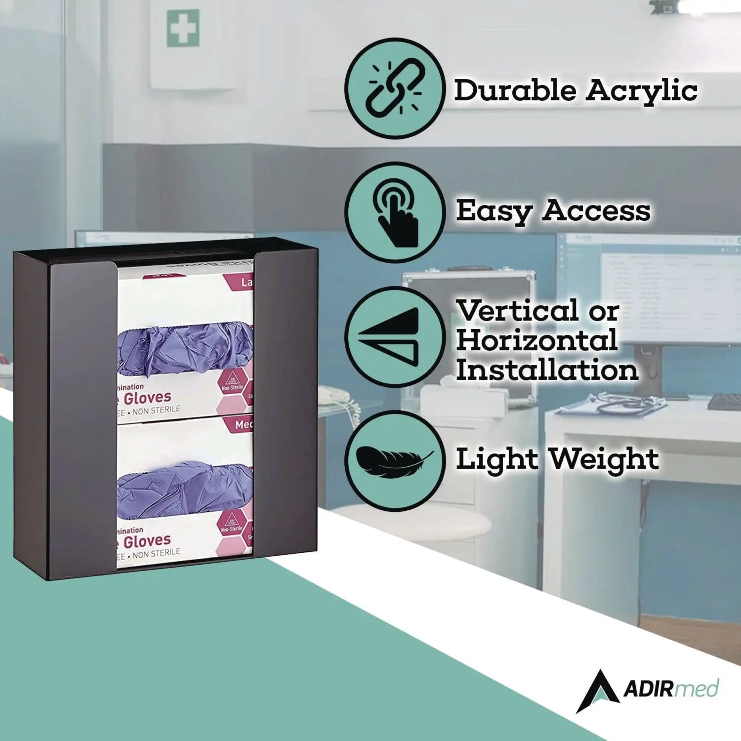 AdirMed Acrylic Glove Dispenser - Double Box Capacity (10.2