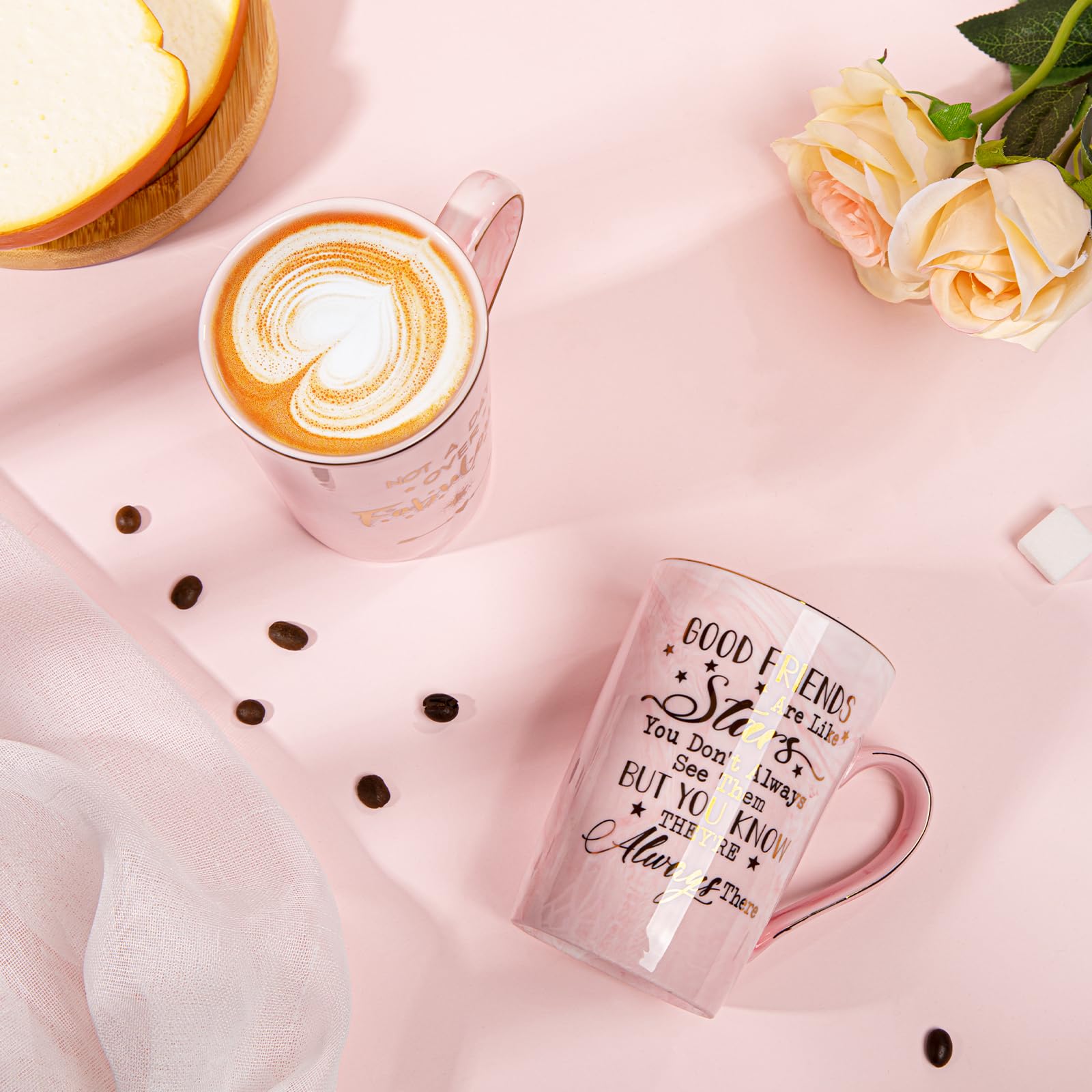 Best Friendship Gifts for Women - Unique BFF Birthday Present for Her, 14 oz Ceramic Marble Coffee Mug with Gold Print in Gift Box | Perfect for Besties, Female Friends & Special Occasions | Great for Coffee Lovers, Office Use & Thoughtful Surprises
