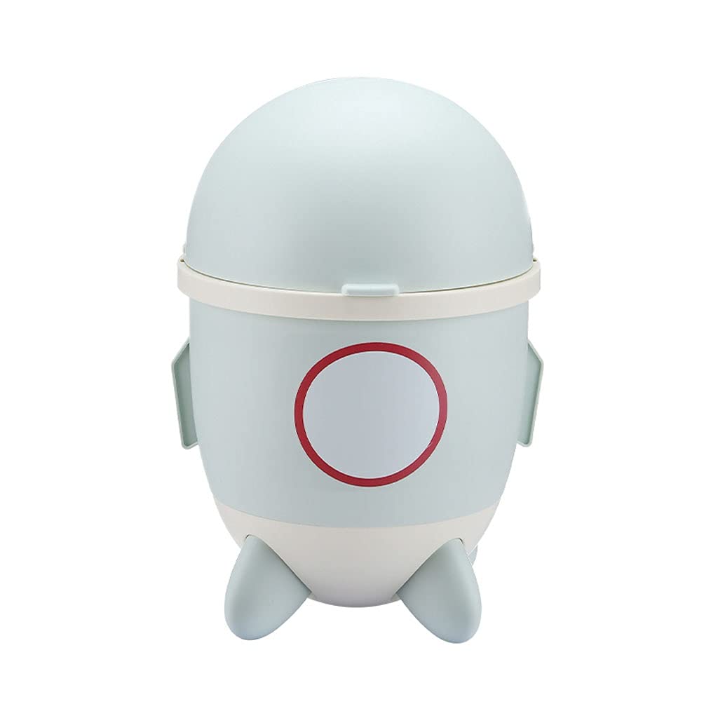 YIFEI2013-SHOP Cute Rocket-Shaped Rocking Lid Trash Can - Green Household Waste Bin for Kitchen, Bedroom & Living Room - Space-Saving Creative Storage Solution for Home & Office Use