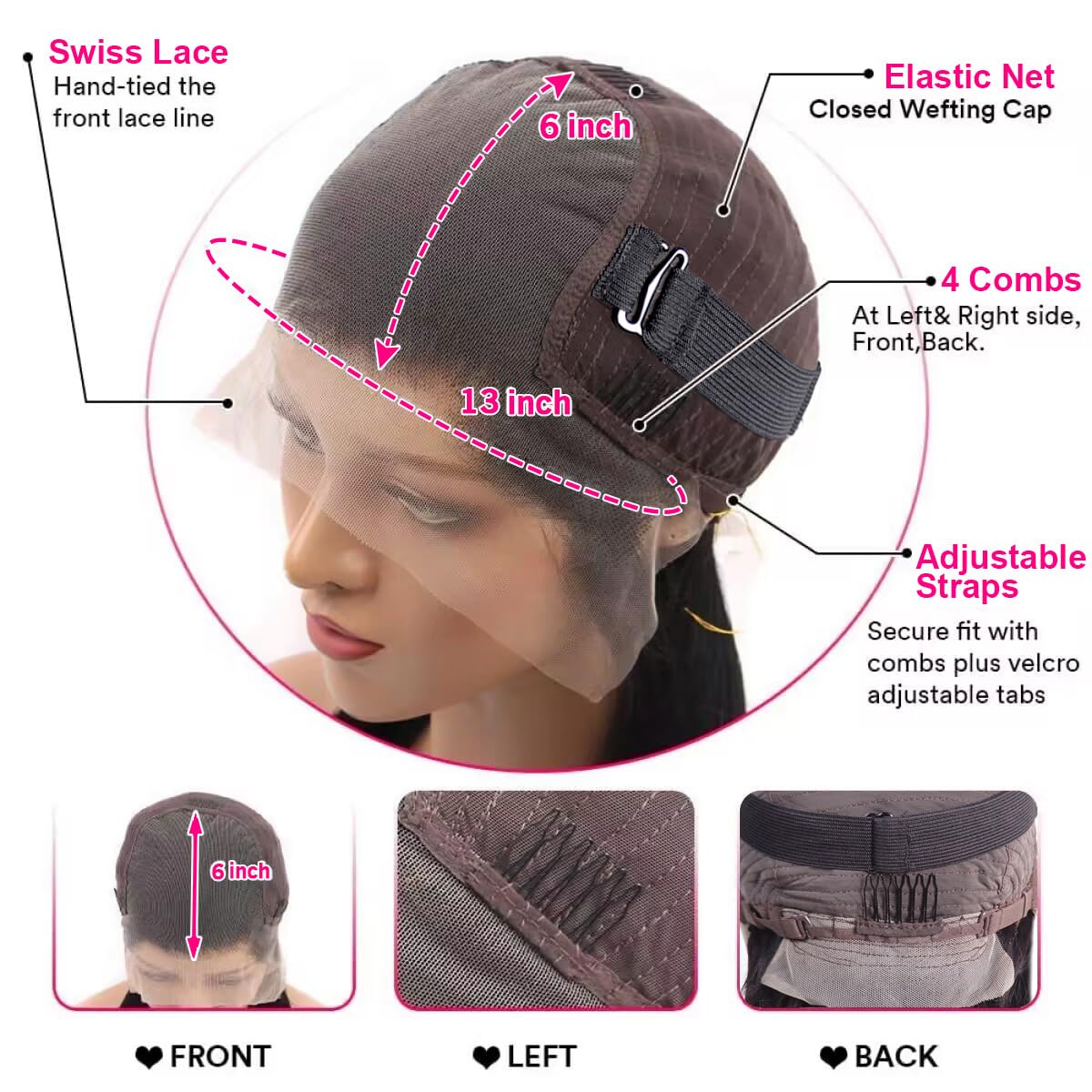 Mengkai 13x6 Straight Lace Front Wig Human Hair - Pre Plucked with Baby Hair, HD Transparent Lace, 180% Density, 30 Inch Glueless Wigs for Women - Perfect for Daily Wear, Cosplay, and Special Occasions