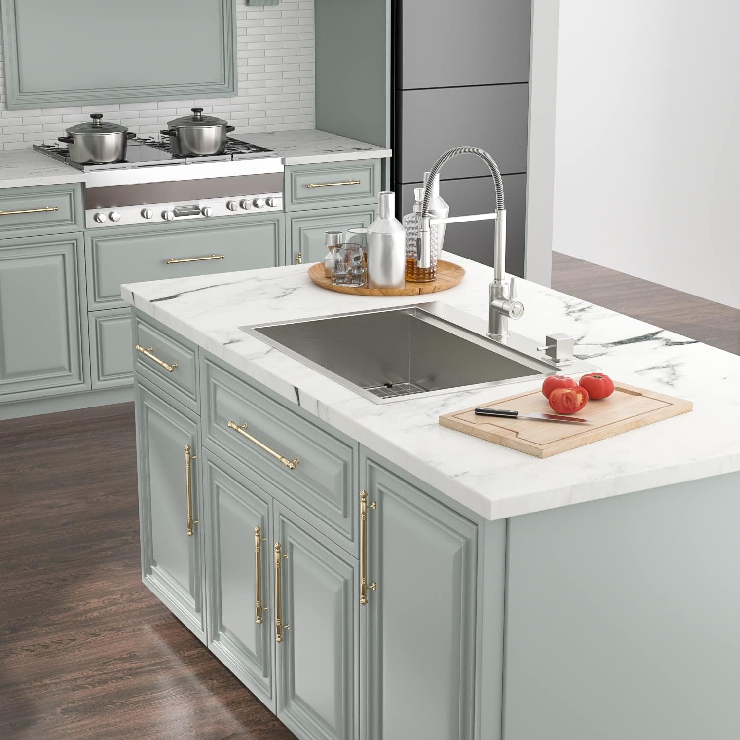Kichae 28x22 Inch Stainless Steel Single Bowl Drop-In Kitchen Sink - Topmount/Overmount Handmade Basin Workstation for Modern Kitchens | Perfect for Meal Prep, Dishwashing & Small Space Cooking