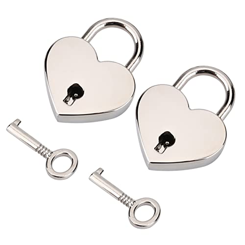 Heart-Shaped Padlock Set of 2 - 40G Metal Mini Locks for Luggage, Jewelry Box, Diary & Gift Giving - Perfect for Valentine's Day, Anniversaries & Romantic Surprises