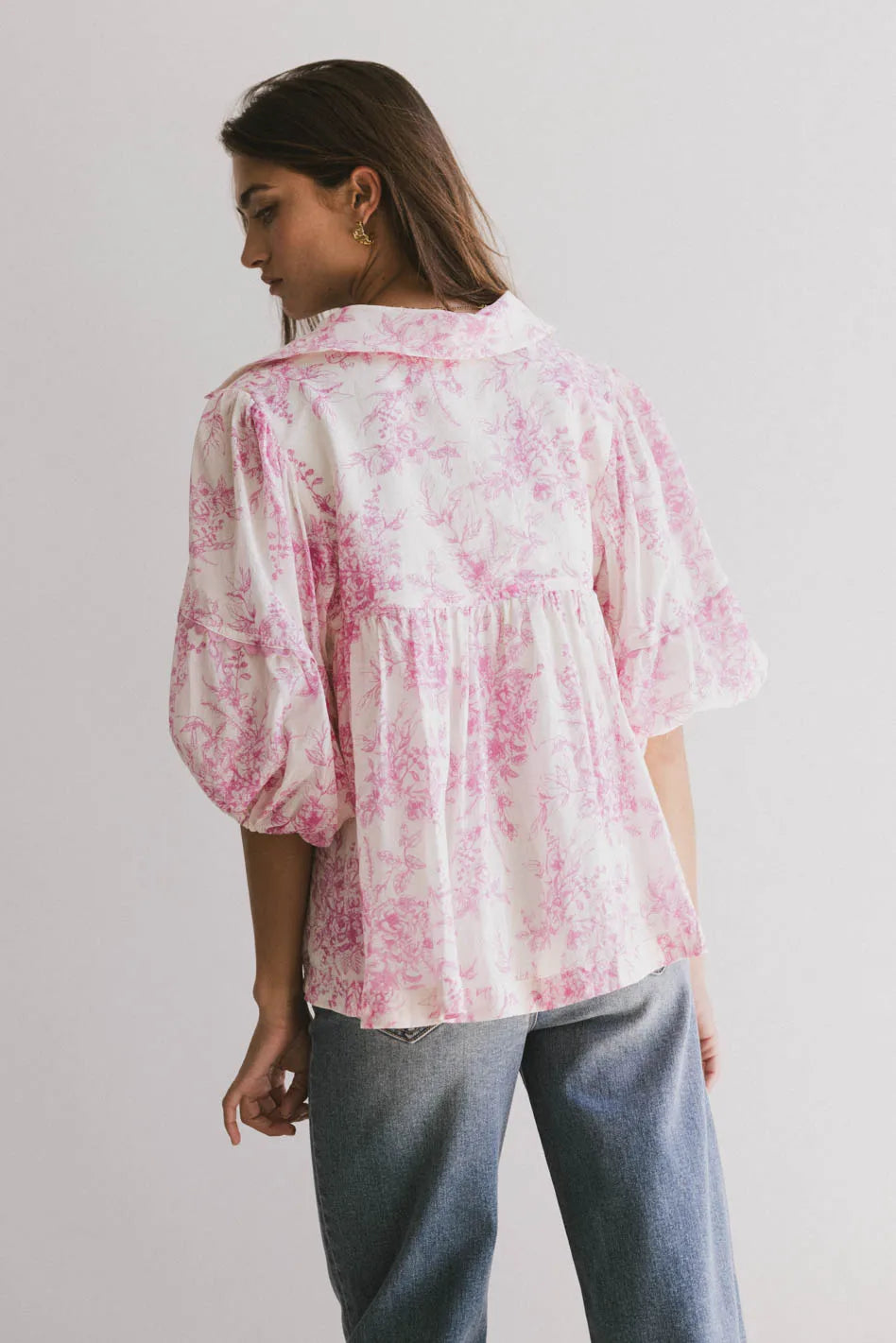 Madison Floral Blouse - Women's Pink Floral Print Top for Spring & Summer | Perfect for Office, Date Night & Outdoor Events | FINAL SALE