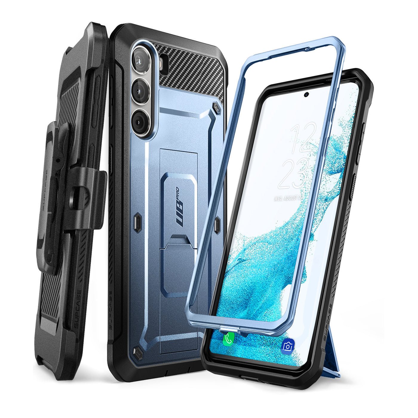 Samsung Galaxy S23 Unicorn Beetle PRO Heavy Duty Rugged Case - Shockproof, Drop Protection, Metallic Blue - Perfect for Outdoor, Work & Extreme Sports