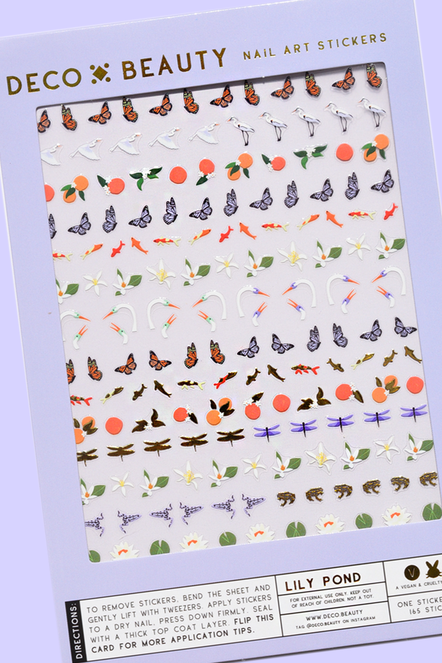 Beautiful Lily Pond Nail Art Stickers - Waterproof & Long-Lasting Nail Decals for DIY Manicures - Perfect for Parties, Weddings & Everyday Wear