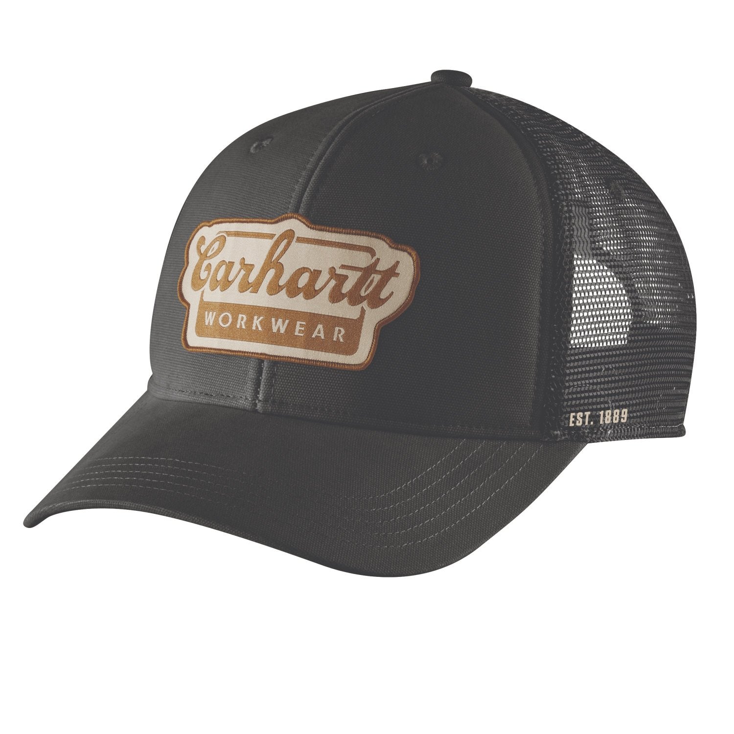 Carhartt Script Patch Rugged Flex Twill Snapback Mesh Cap - Durable Work Hat for Construction, Outdoor & Casual Wear