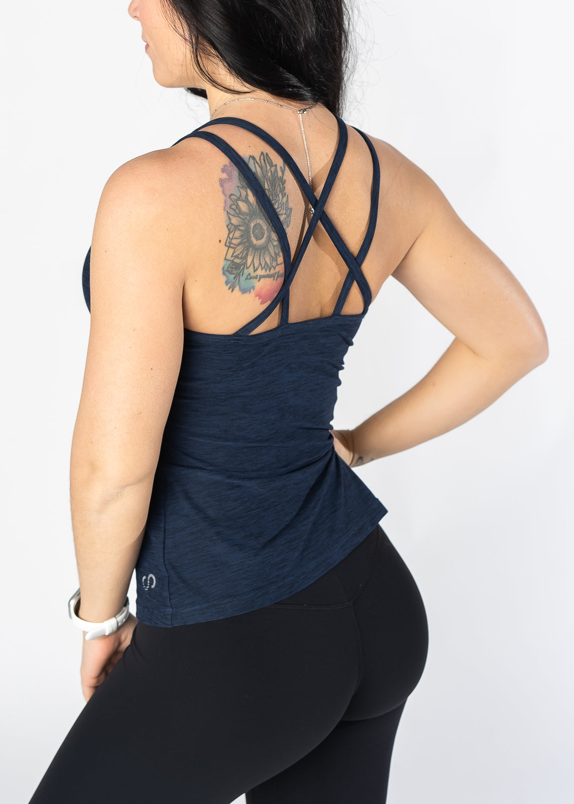 Dream Strappy Tank Top for Women - Soft Comfortable Navy Blue Sleeveless Shirt for Casual Wear, Yoga & Summer Outfits
