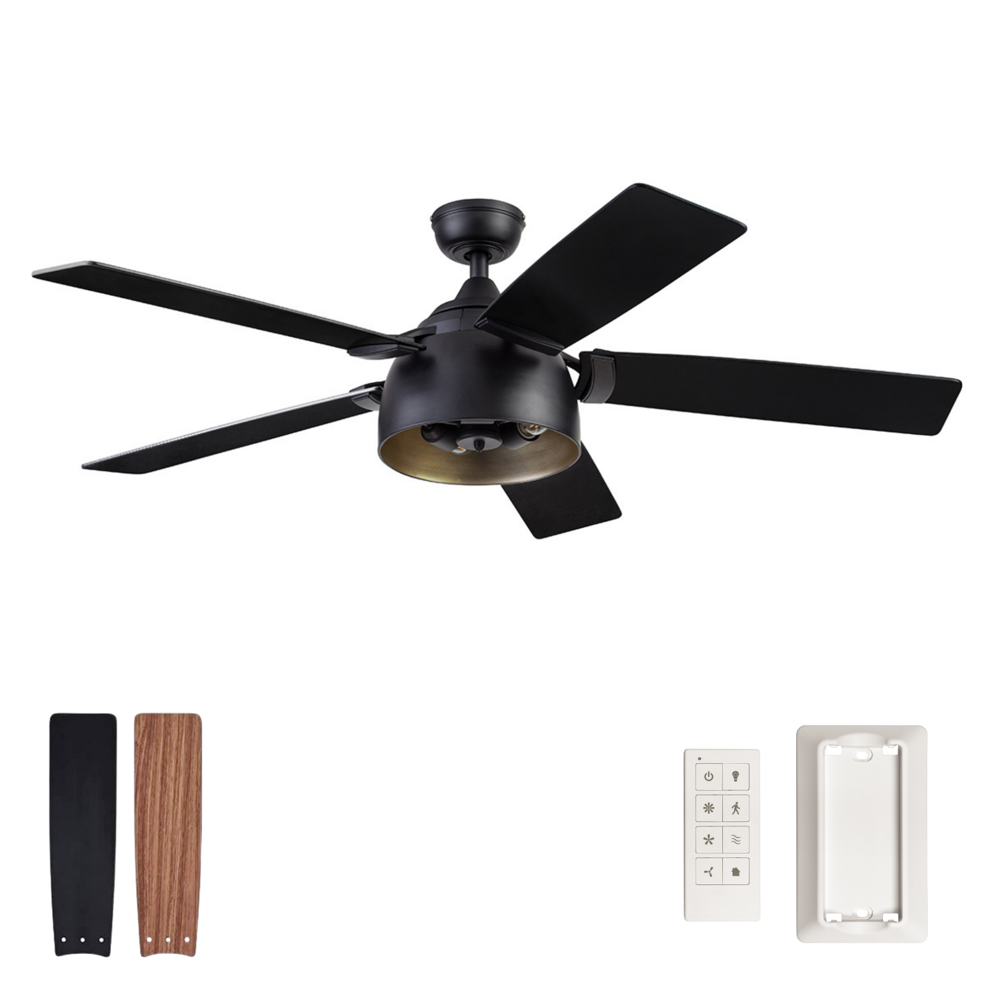 52 Inch Octavia Matte Black Ceiling Fan with Remote Control - Modern Cooling for Living Room, Bedroom & Outdoor Spaces