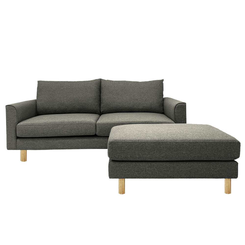 Toby Sofa with Ottoman - EcoClean Fabric, Modern Living Room Furniture for Small Spaces | Perfect for Apartments, Lounging & Movie Nights
