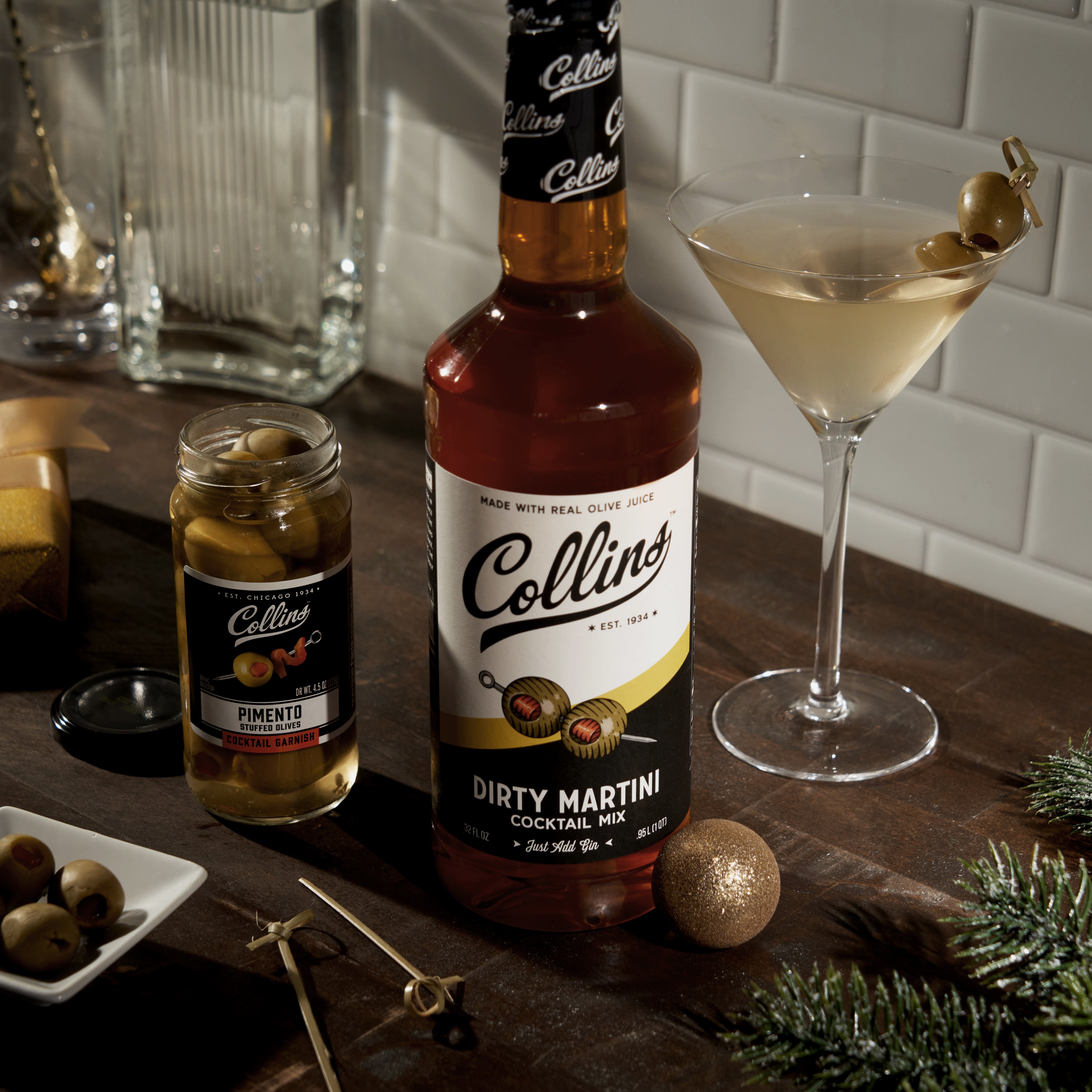 Premium Dirty Martini Cocktail Kit - Complete Set with Shaker, Glasses & Garnish Tools | Perfect for Home Bars, Parties & Gifts