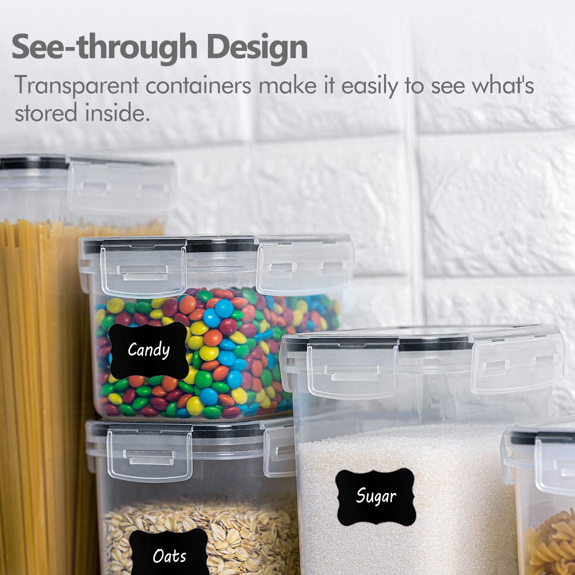 Vtopmart 14-Piece BPA-Free Airtight Food Storage Container Set with Lids - Kitchen & Pantry Organizers for Cereal, Flour, Sugar, Rice, Pasta & Dry Goods - Includes 24 Labels for Easy Organization | Perfect for Meal Prep, Baking & Bulk Food Storage