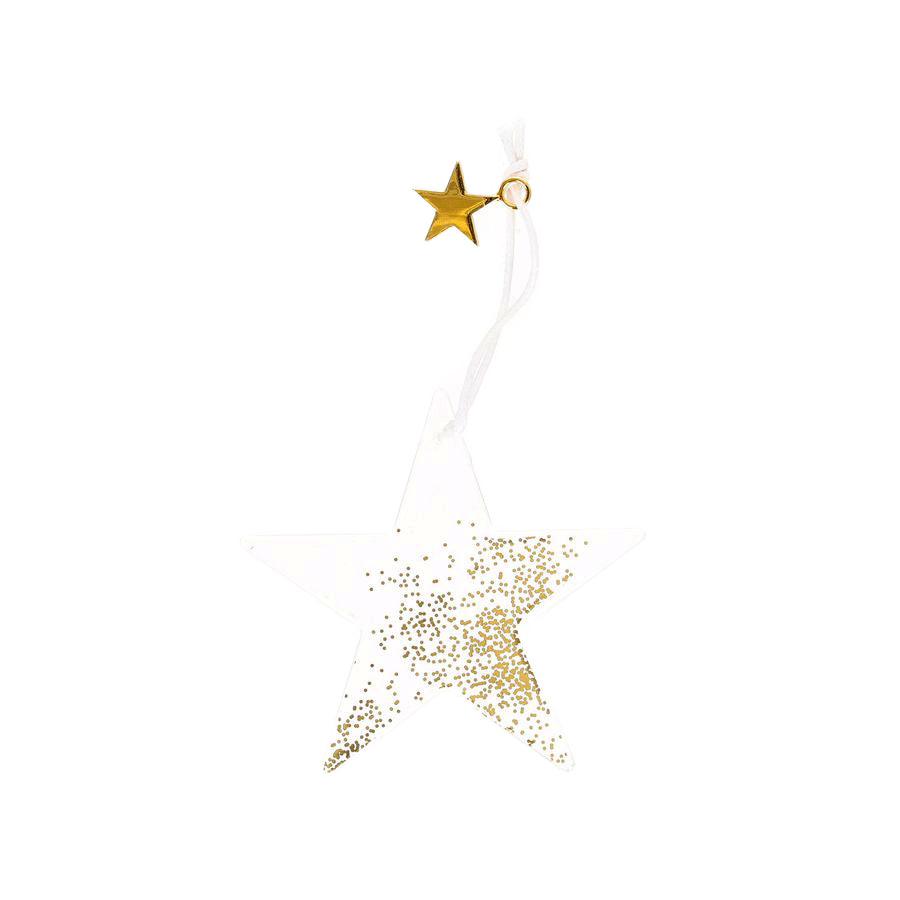 NANKAI TSUSHO Christmas Glass Star Ornament 9.5cm - Stardust Design (38g) for Holiday Tree Decorations & Festive Home Decor