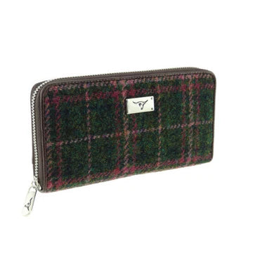 Harris Tweed Long Zip Wallet for Men & Women - 22 Stylish Colors | RFID Blocking Leather Card Holder for Travel, Business & Everyday Use