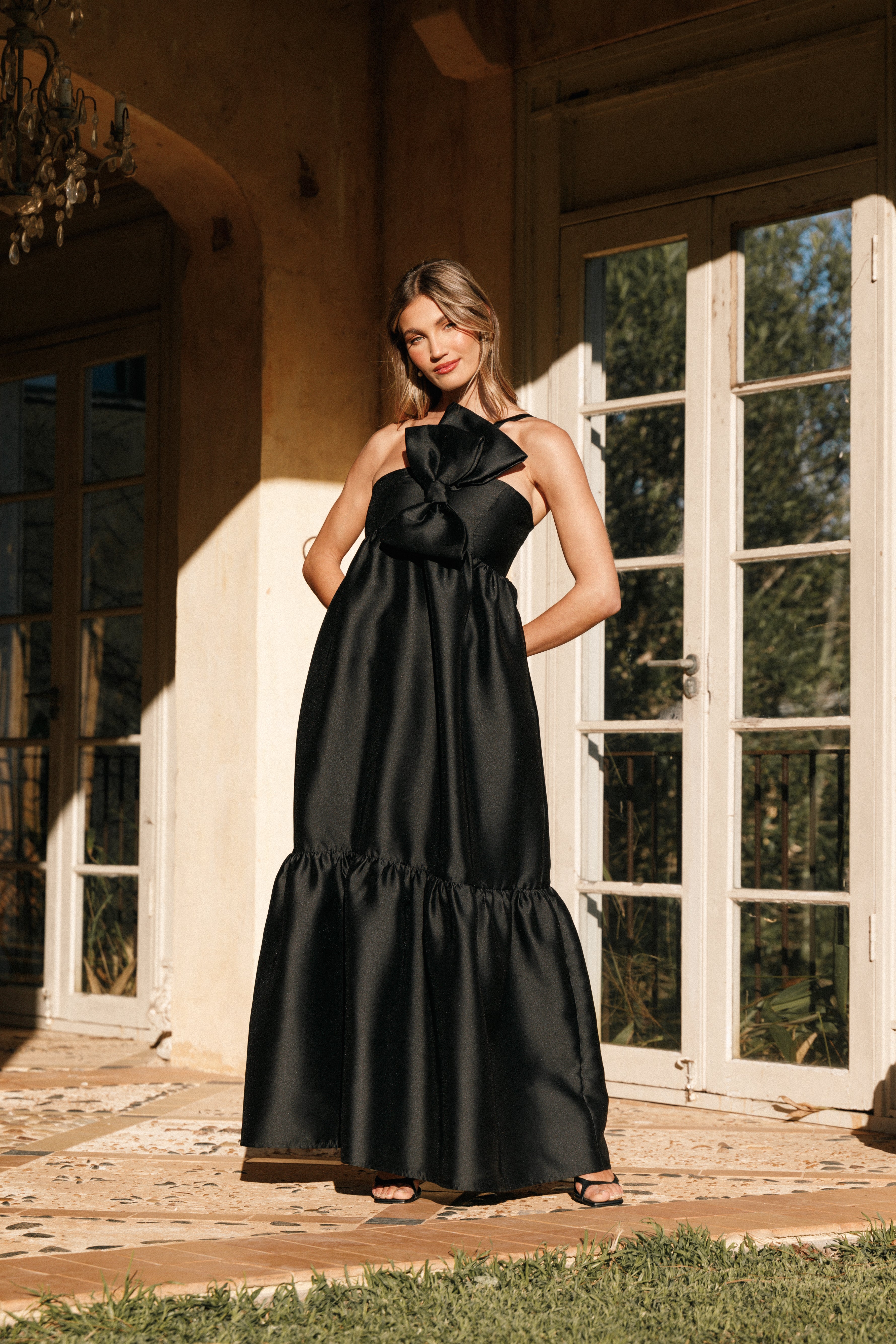 Betina Bow Front Maxi Dress - Elegant Black Long Dress for Women | Perfect for Weddings, Parties & Special Occasions