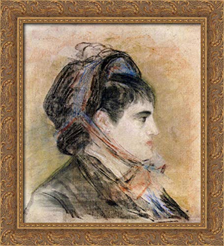 Edouard Manet's Madame Jeanne Martin in Bonnet - 20x22 Inch Gold Ornate Wood Framed Canvas Art - Vintage French Portrait Painting for Living Room, Bedroom & Office Decor