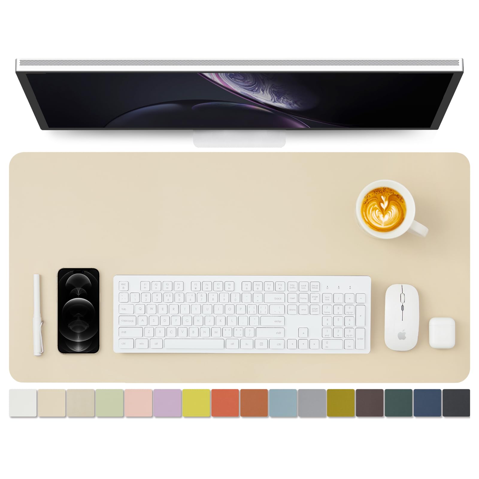 Premium PU Leather Desk Mat - Non-Slip Large Office Desk Pad (31.5