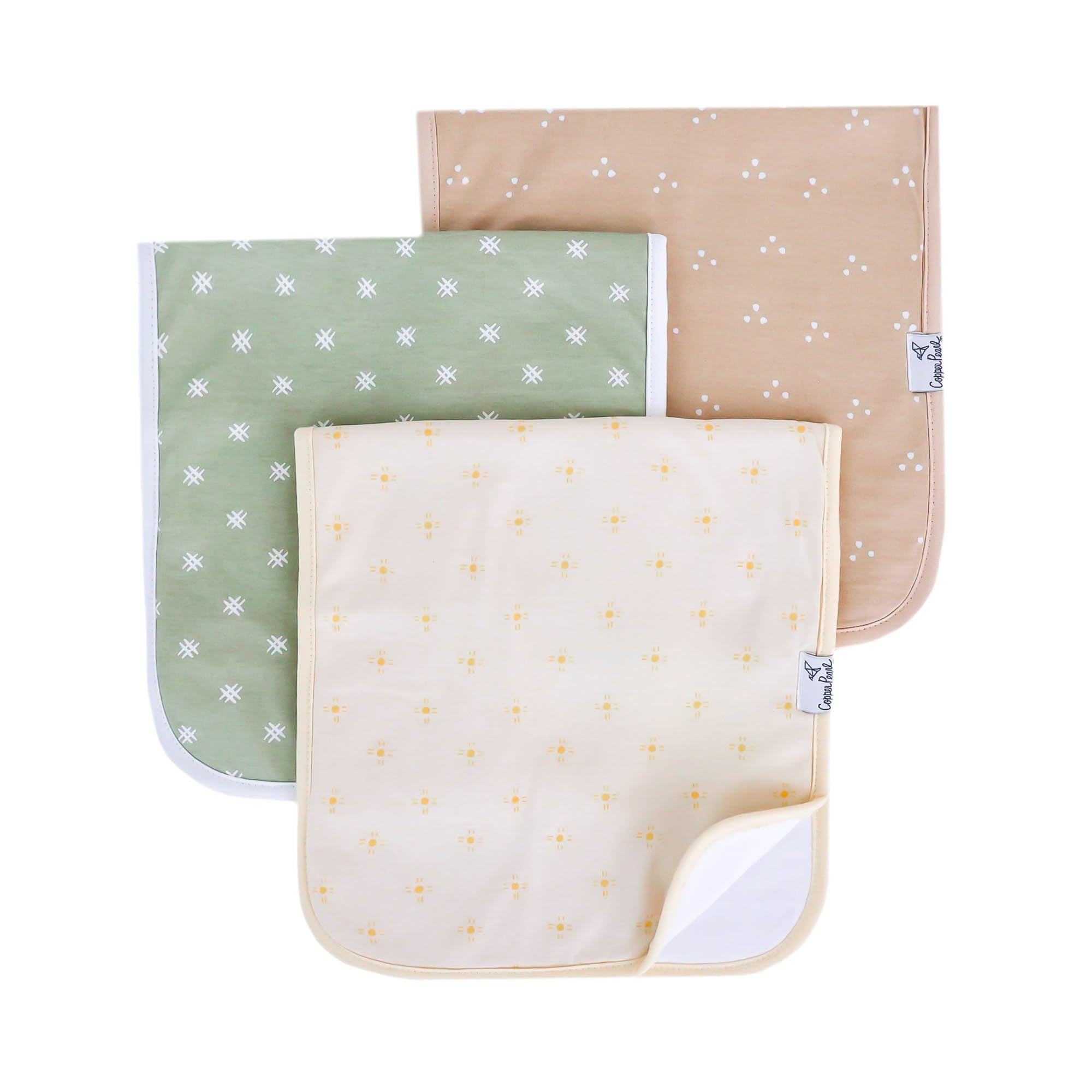 Premium Baby Burp Cloths 3-Pack - Extra Soft Cotton Spit Up Rags for Newborns, 3-Layer Absorbent Design, 21