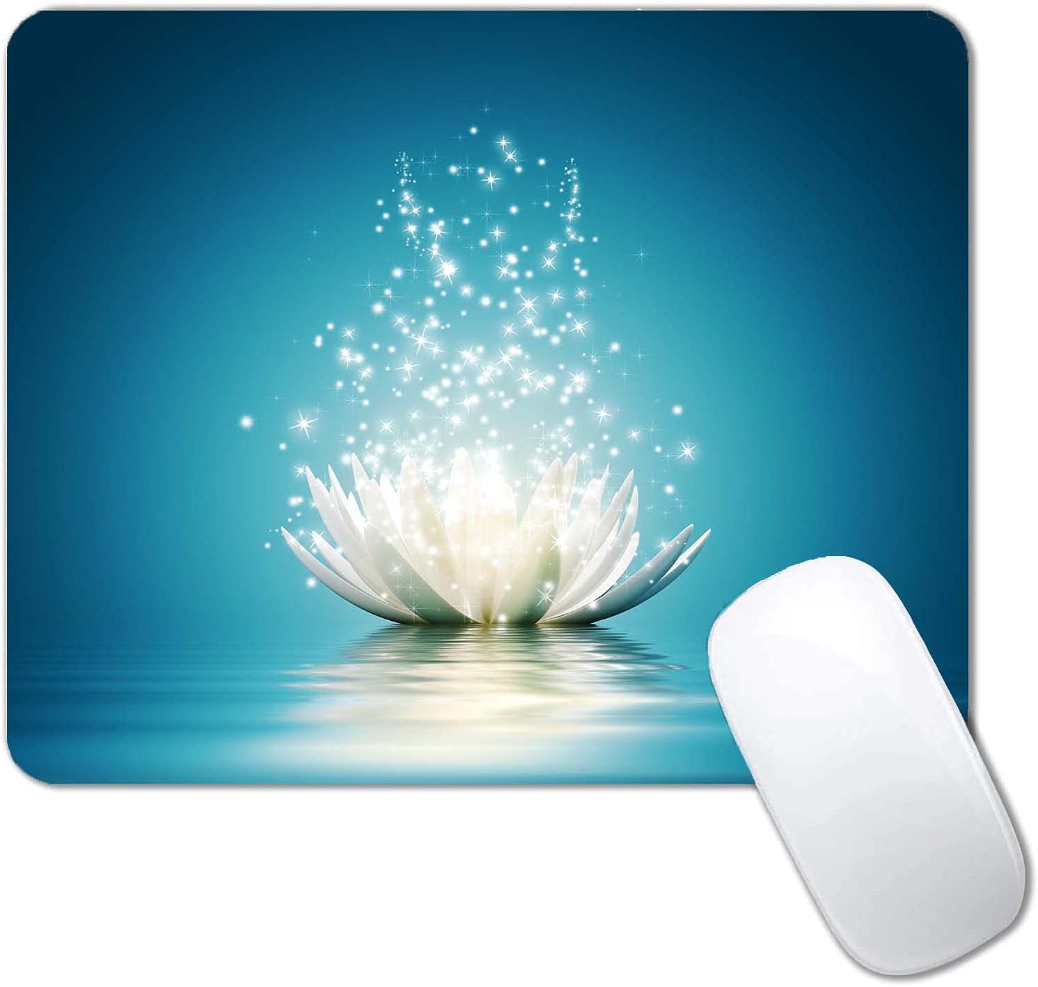 **White Lotus Floral Mouse Pad - Cute Custom Small Mousepad with Non-Slip Rubber Base, Portable Office & Gaming Wireless Mouse Mat for Laptop, PC, Mac - Perfect for Home, Office & Travel Use**