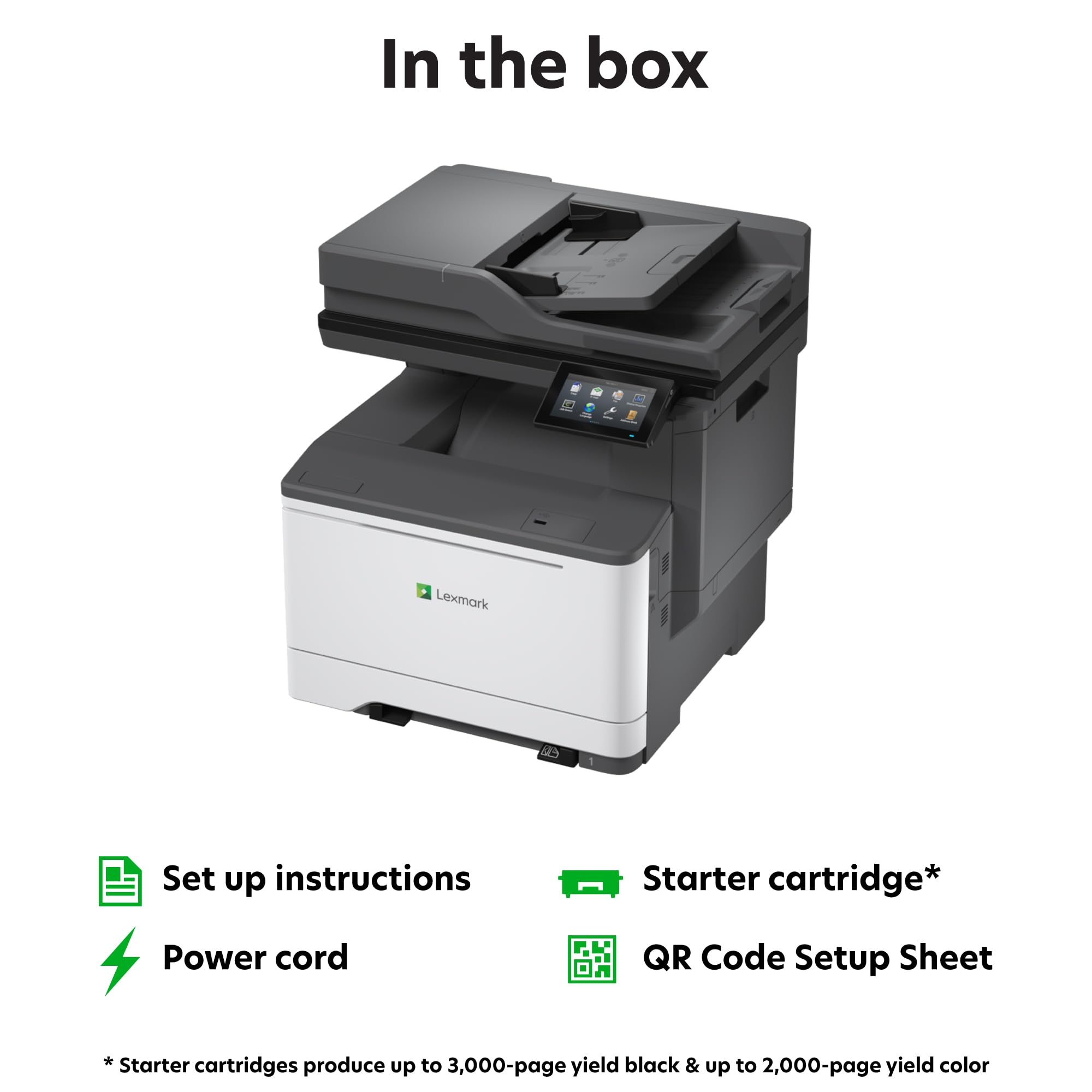 Lexmark CX532adwe Color Laser Printer with Touch Screen - High-Speed USB Connectivity, Wireless Printing, 50M7040 Model | Perfect for Home Office & Small Business Document Printing