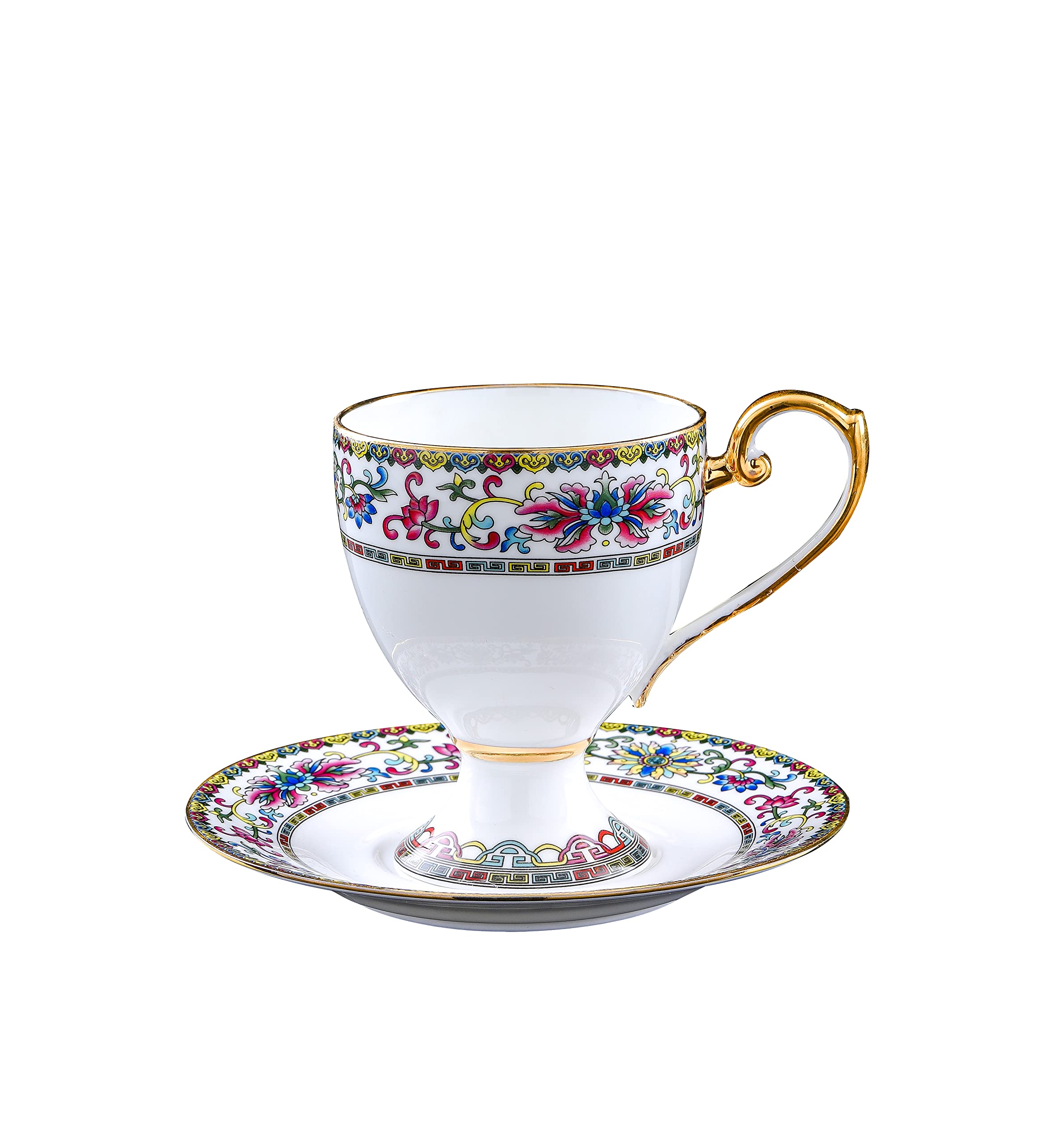 Premium 15-Piece Porcelain Coffee & Tea Gift Set - 6 Cups with Saucers, Teapot, Sugar Bowl, Creamer Pitcher & Teaspoons - Elegant Tea Party & Home Entertaining Essentials