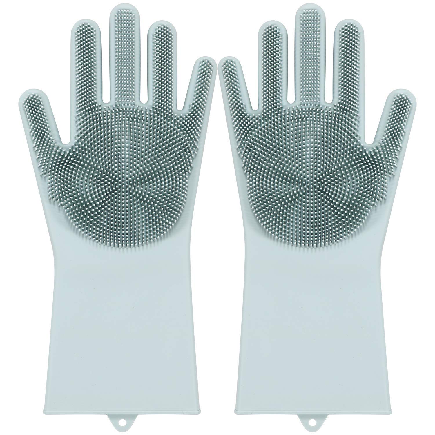Heat Resistant Silicone Gloves with Scrubber - Reusable Kitchen Cleaning Gloves for Dish Washing, Car Cleaning, Pet Hair Removal - 1 Pair (Multicolor) - Perfect for Cooking, Grilling & Household Chores