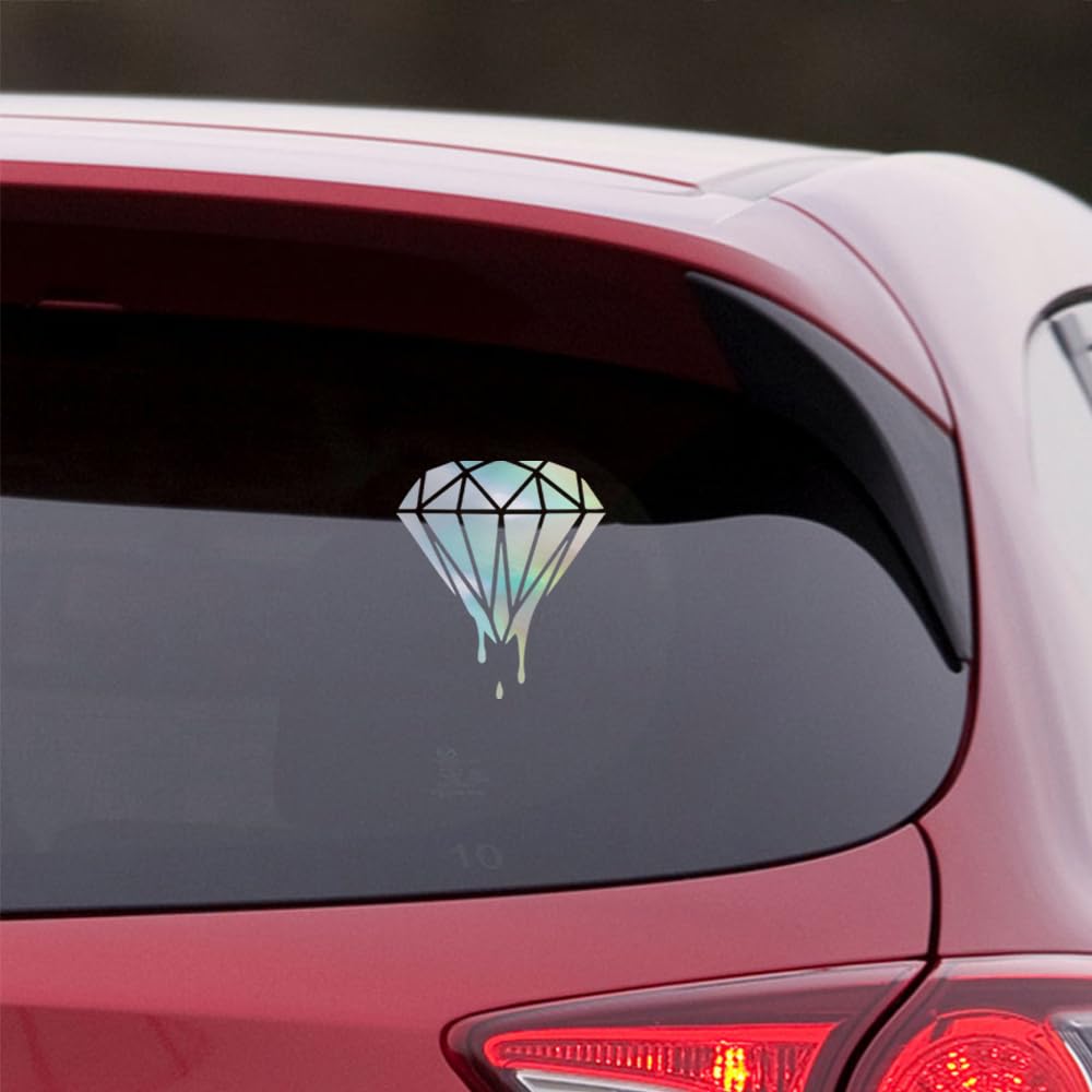 Premium Waterproof Vinyl Decal Stickers - Dripping Diamond Silhouette (Hologram) Set of 2 | Laptop, Phone, Helmet, Car Window, Bumper, Mug, Cup, Door & Wall Decoration | Perfect for DIY Home Decor, Office Accessories & Personalized Gifts