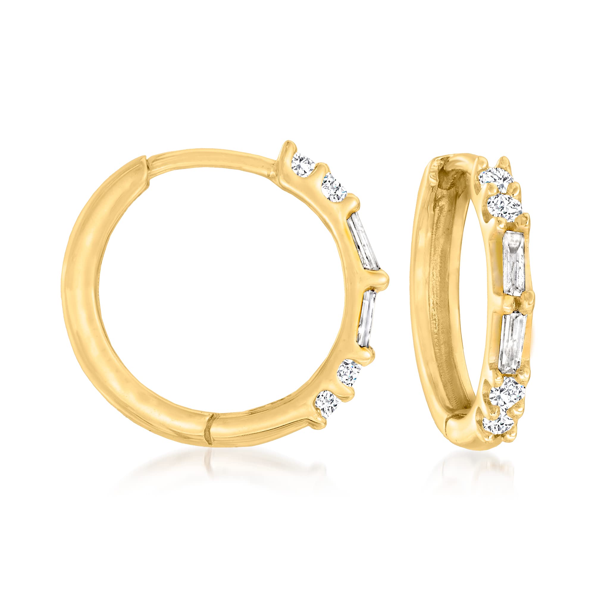 0.25 Carat Diamond Huggie Hoop Earrings in 10K Yellow Gold - Canaria | Dainty Everyday Jewelry for Women, Perfect Gift for Anniversary & Birthday