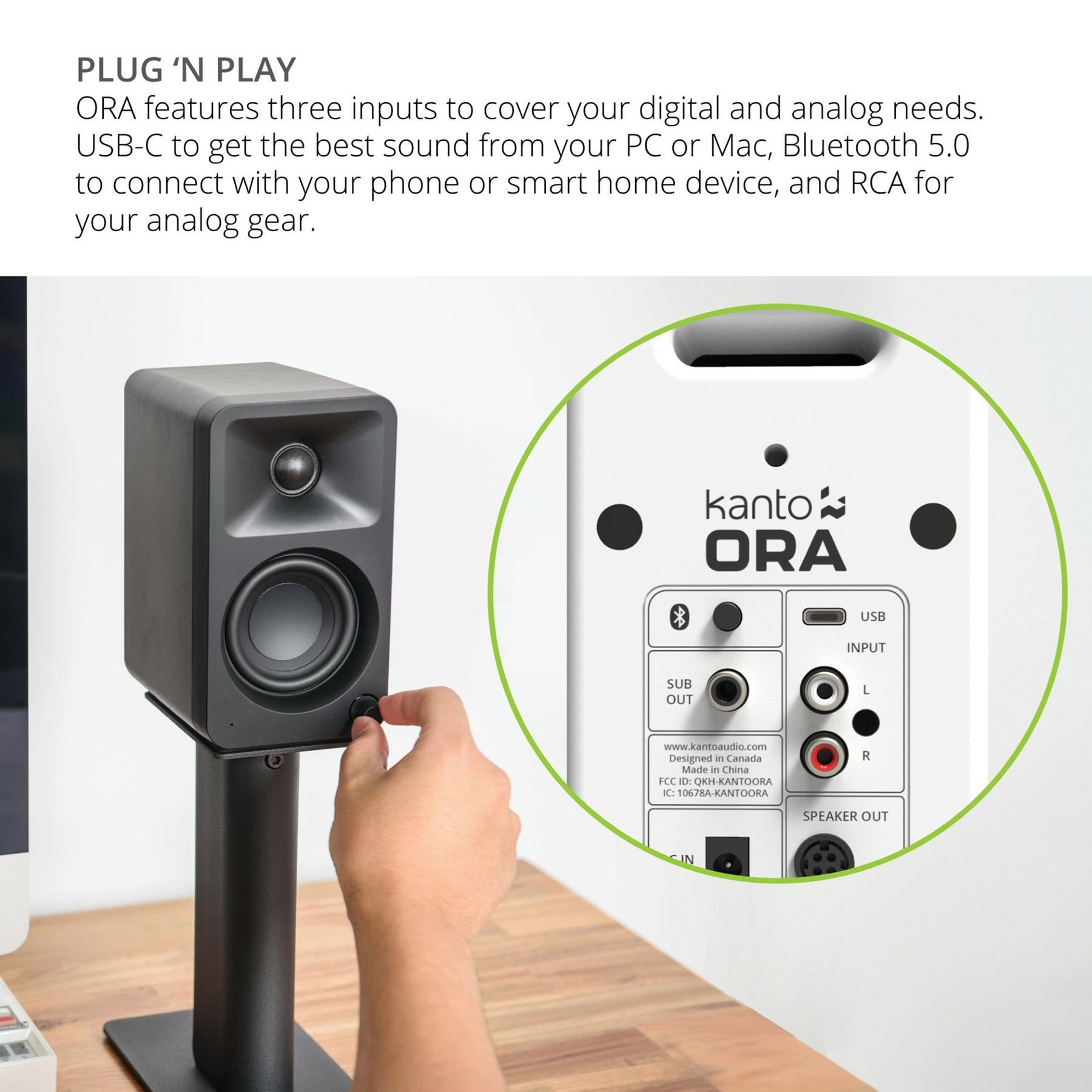 Kanto ORA Reference Premium Desktop Speakers - Matte White Finish | High-Fidelity Audio for Home Office, Gaming & Music Studios