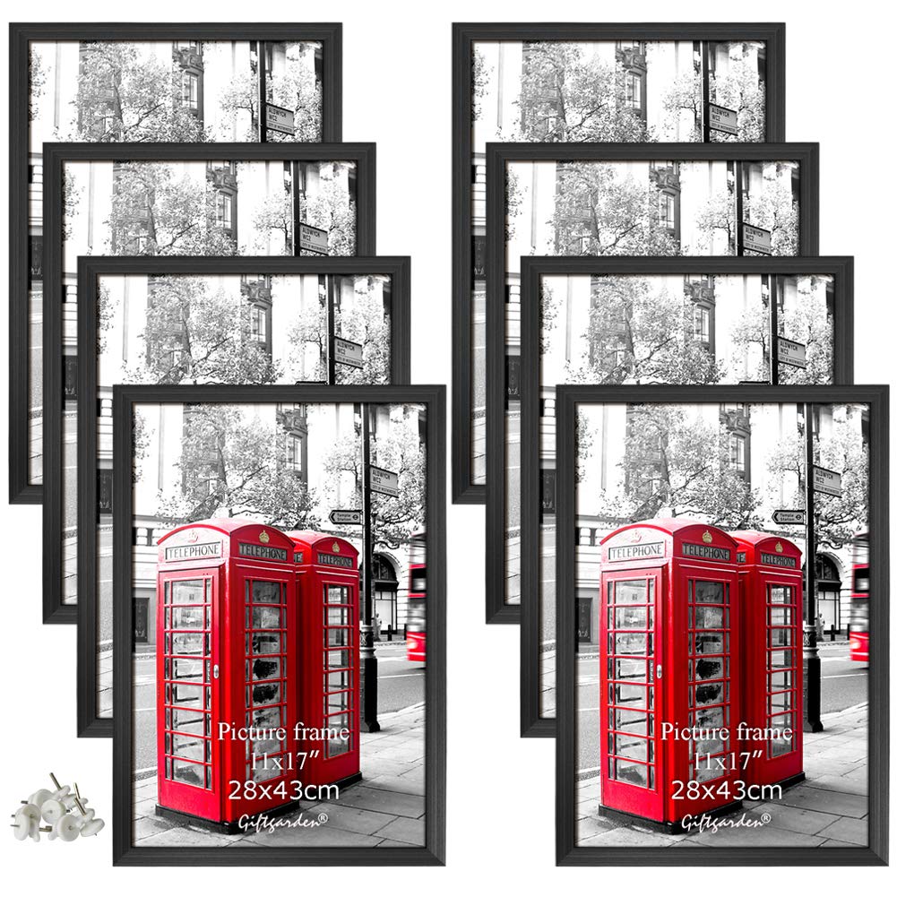 Giftgarden 11x17 Black Picture Frames - Set of 8 Premium Poster Frames for Gallery Wall Displays | Perfect for Home Decor, Office Art & Photo Collages