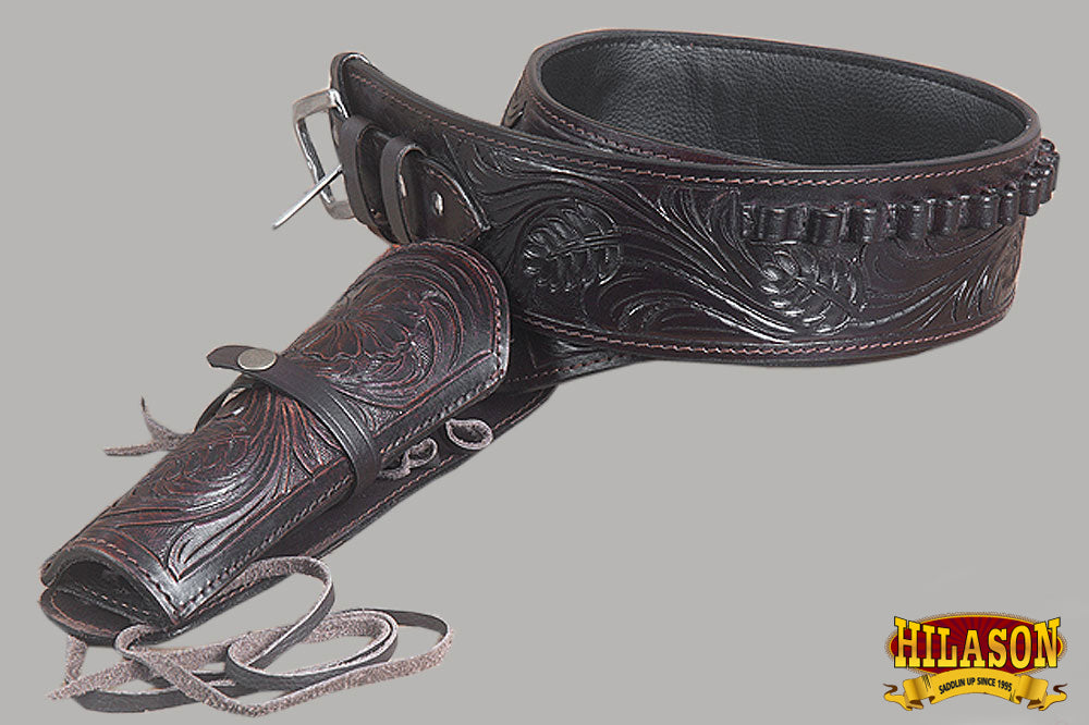 Hilason 34-Inch Western Right Hand Gun Holster Rig for 44/45 Cal - Premium Leather Cowboy Holster | Perfect for Reenactments, Rodeos & Western Shooting Events