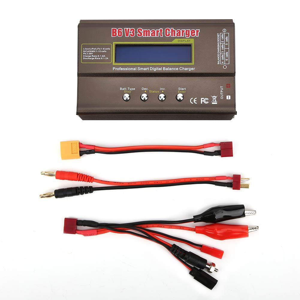 80W Smart Digital Battery Charger for RC Airplanes - B6V3 Balance Charger with DC 11.0-18.0V Input - Perfect for LiPo, Li-ion & NiMH Batteries - Ideal for Drone, Helicopter & RC Model Charging Needs
