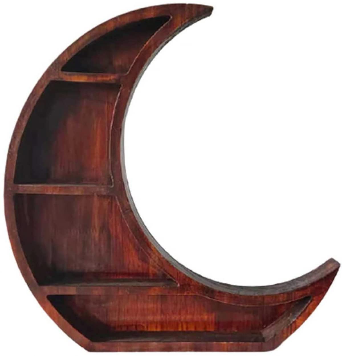 NENYAO Moon Shelf Decor - Wooden Wall Mounted & Standing Display Shelf for Crystals, Essential Oils, Succulent Plants - Perfect for Living Room, Bedroom, Home Decor & Spiritual Space Organization