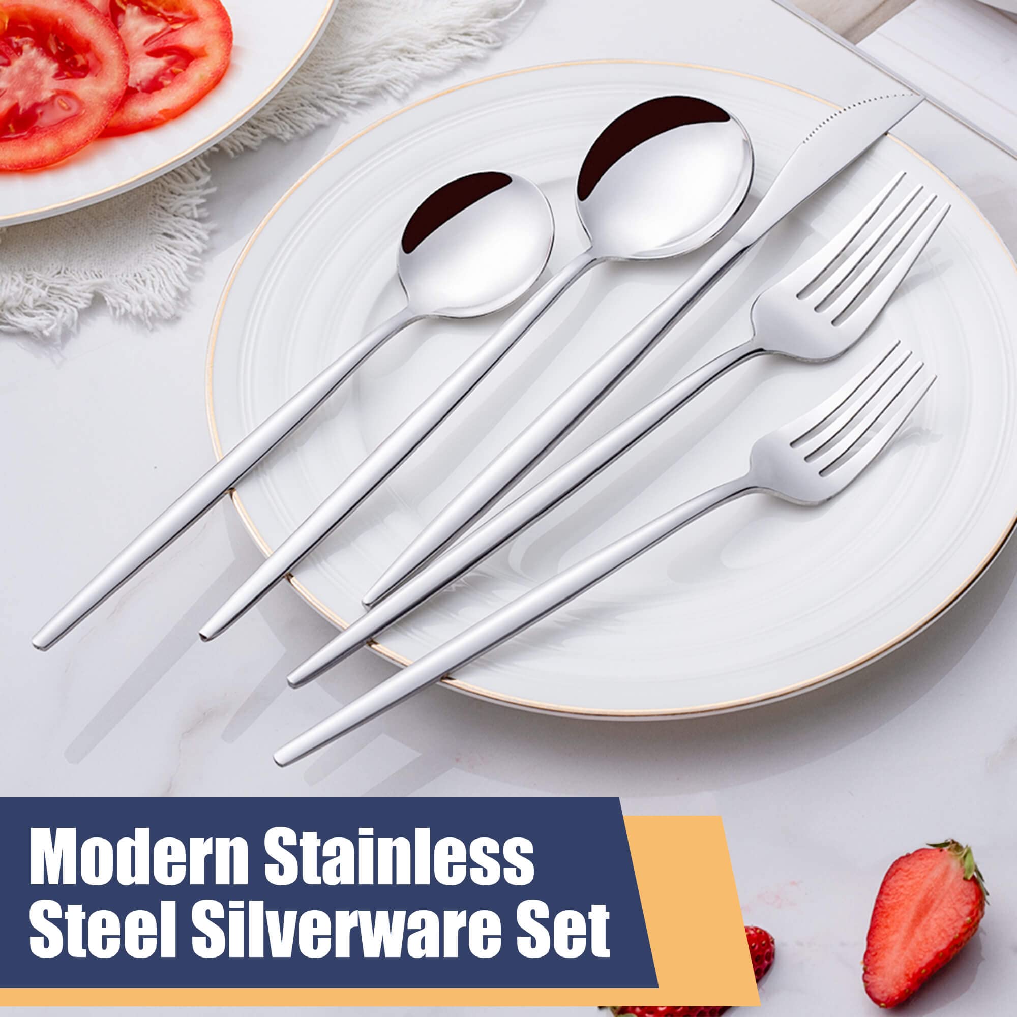 20-Piece Stainless Steel Silverware Set - Service for 4 (Forks, Spoons, Knives) - Durable Flatware Cutlery Set for Home, Restaurant & Daily Use - Dishwasher Safe Kitchen Utensils - Perfect for Dining, Entertaining & Everyday Meals