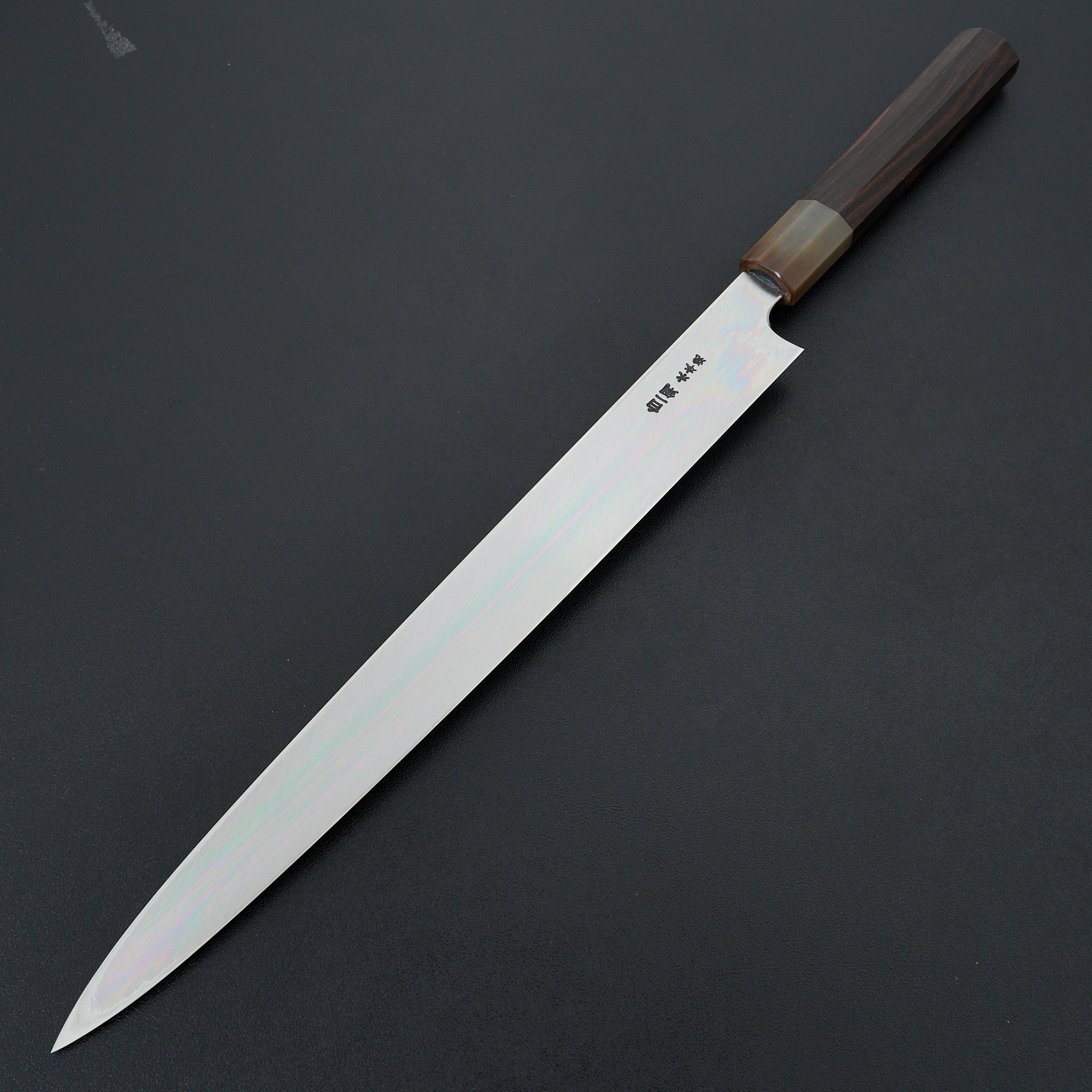 Hitohira Togashi White #1 Notaremon Mizu Honyaki Yanagiba 330mm Sushi Knife with Taihei Makassar Ebony Handle & Saya - Premium Japanese Chef Knife for Sushi, Sashimi & Fine Fish Preparation