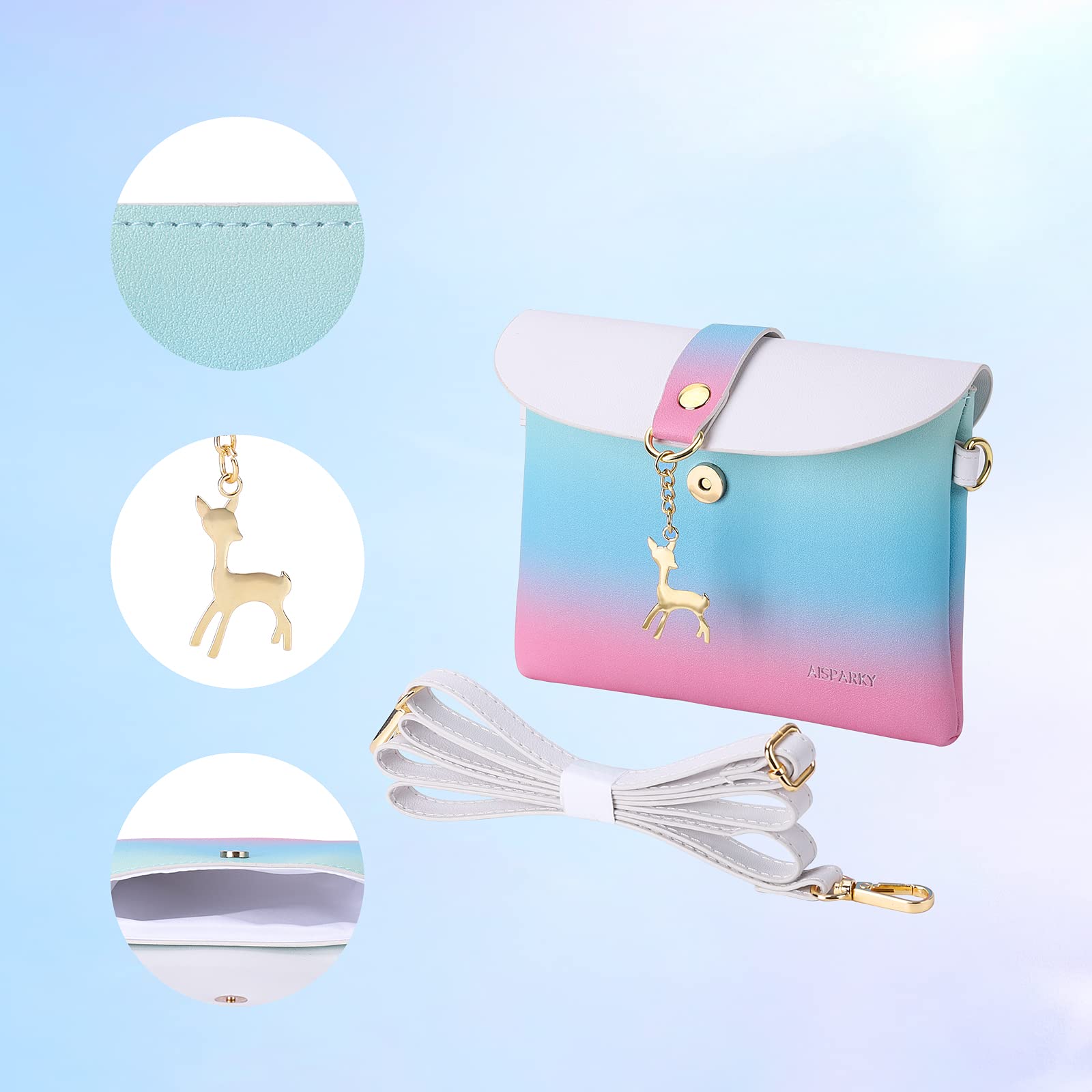 AISPARKY Small Crossbody Bag for Women & Girls - PU Leather Mini Purse with Adjustable Strap & Gold Chain, Perfect for Daily Use, Travel, and Parties