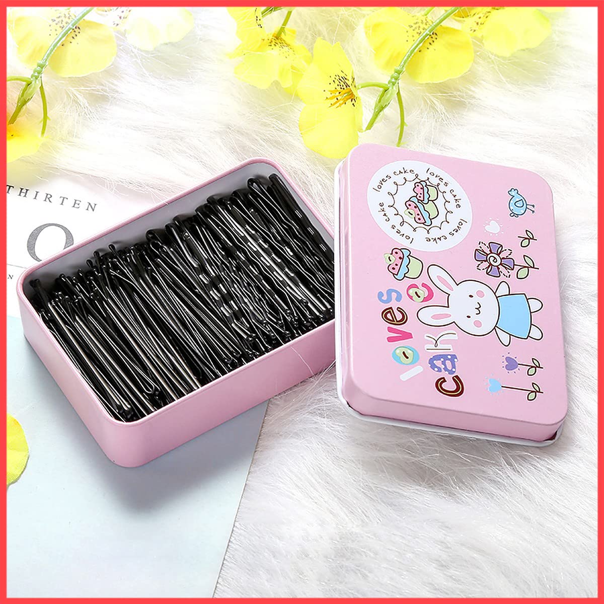 Wolpin Bobby Pins - 100-Piece Metal Hair Clips with Storage Box for Women & Girls - Hair Styling Accessories for Salon, Wedding, Party & Everyday Use (Black)