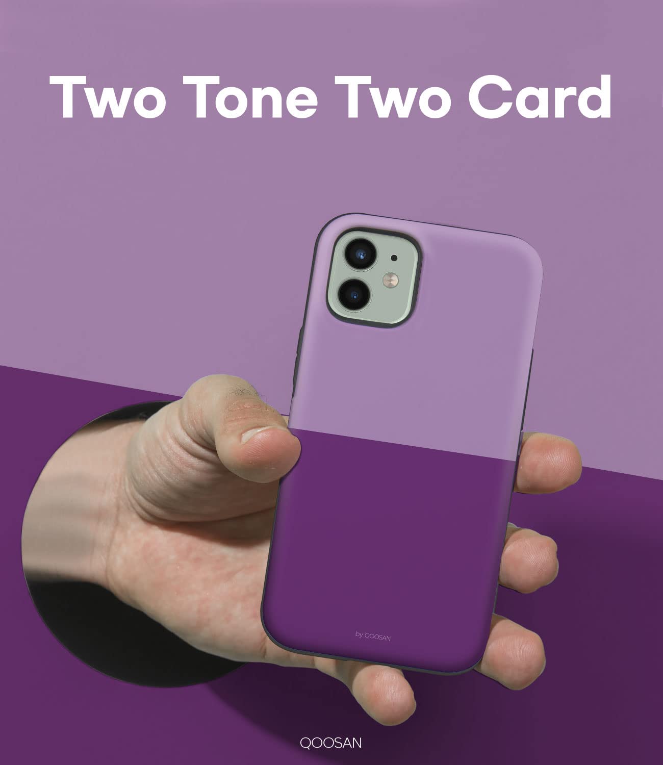 Qoosan Slim Protective iPhone 12 Mini Case with Built-in Card Holder & Mirror - Wallet Phone Cover for iPhone 12 Mini 5.4 Inch (Purple) - Perfect for Everyday Use, Travel & Hands-Free Convenience
