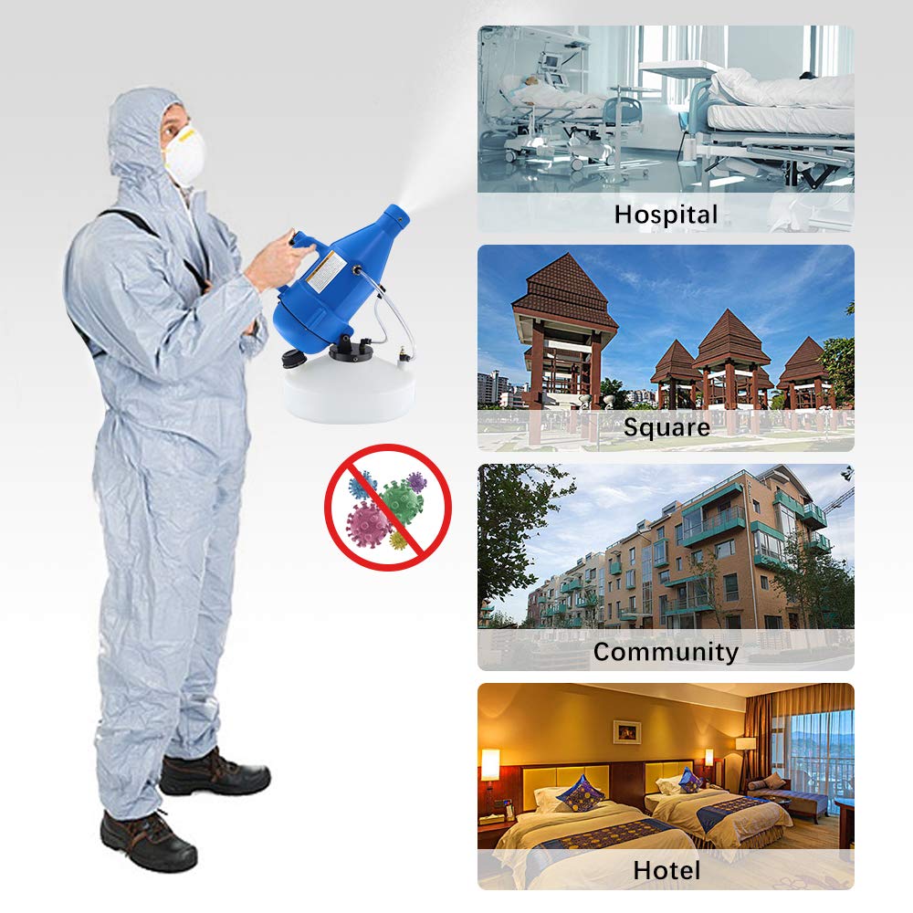1.2 Gallon (4.5L) 1400W Electric ULV Handheld Fogger Sprayer Machine - 30ft Spraying Distance Portable Fogging Atomizer for Disinfection, Pest Control - Ideal for Home, Outdoor, Hotel, Office & School Use (110V)