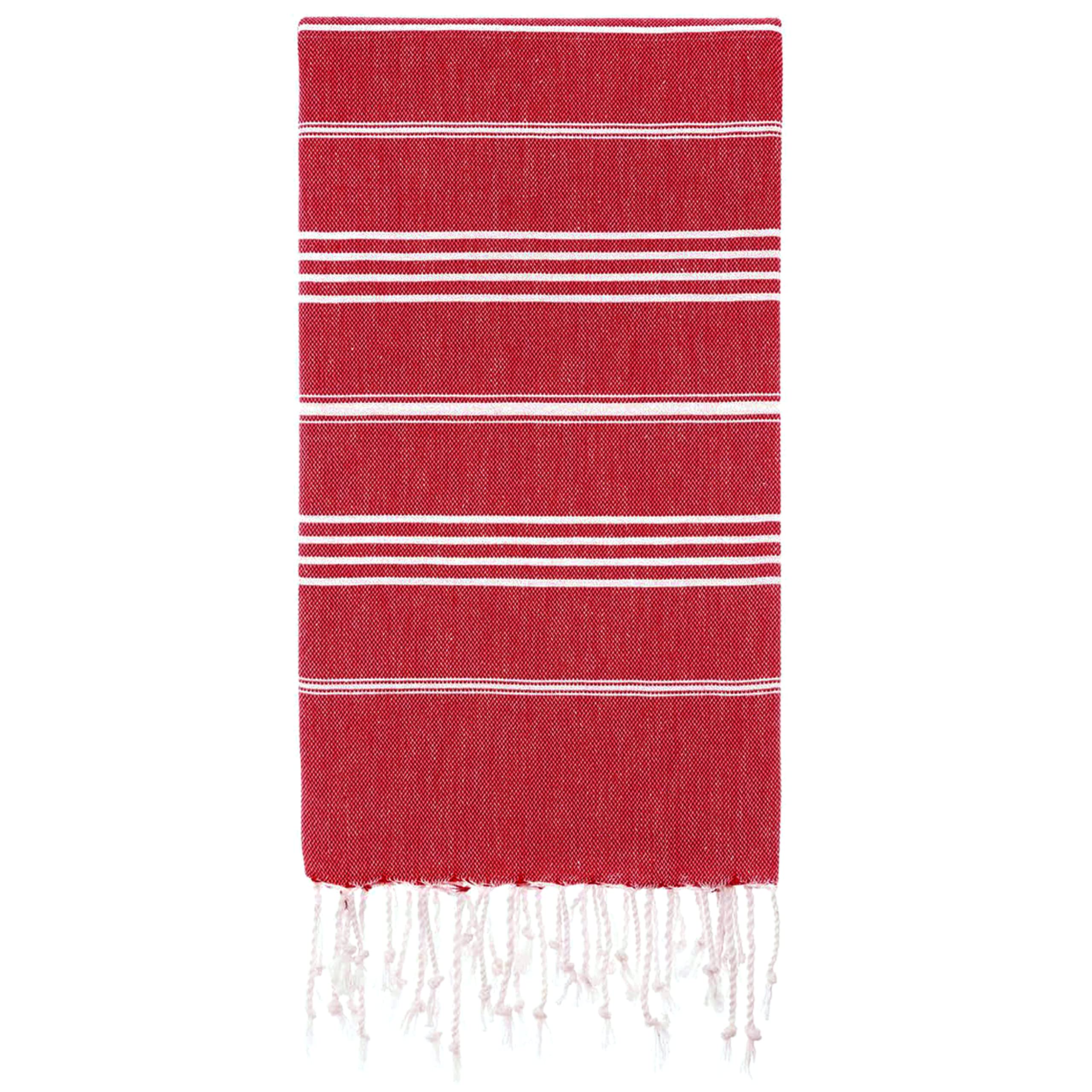 East'N Blue Lina Peshtemal Turkish Cotton Beach Towel - Lightweight, Quick-Drying, Soft & Absorbent 100% Cotton Oversized Towel for Beach, Pool, Gym, Travel - Perfect for Sunbathing, Yoga & Spa Days - Red