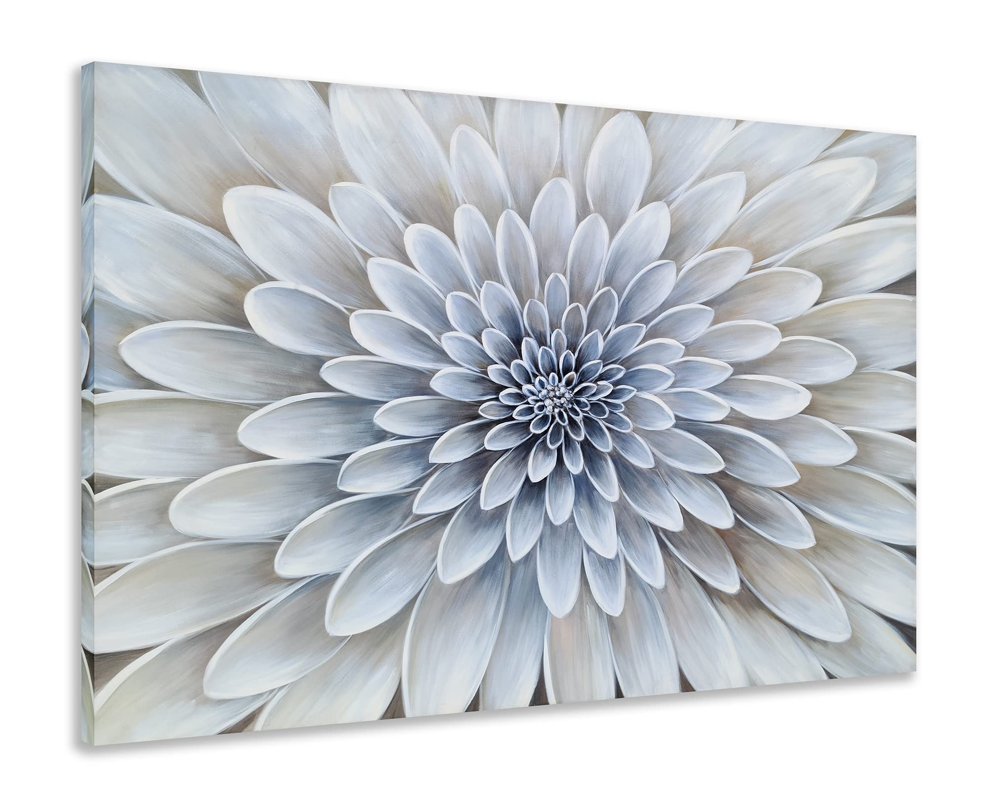 SYGALLERIER Floral Canvas Wall Art - Modern Abstract White Flower Painting with Textured Finish | Aesthetic Home Decor for Living Room, Bedroom & Bathroom | Perfect for Boho, Farmhouse & Minimalist Interior Design