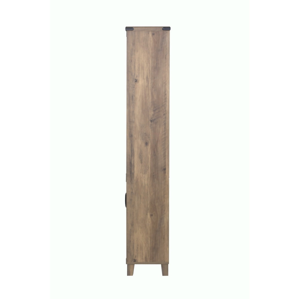 5-Tier Rustic Oak Bookcase with Doors - Sturdy Bookshelf Storage Cabinet for Living Room, Office & Bedroom Organization