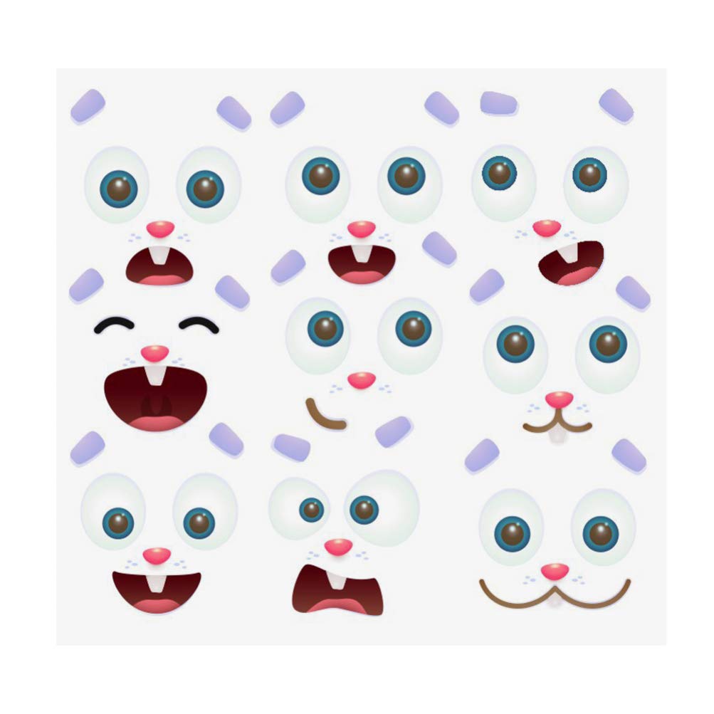 PRETYZOOM Bunny Easter Window Clings - Removable Rabbit Face Stickers for Windows, Fridge & Walls - Fun Easter Party Decorations & Home Decoration - Perfect for Easter Celebrations, Spring Home Decor & Kids' Room Decor