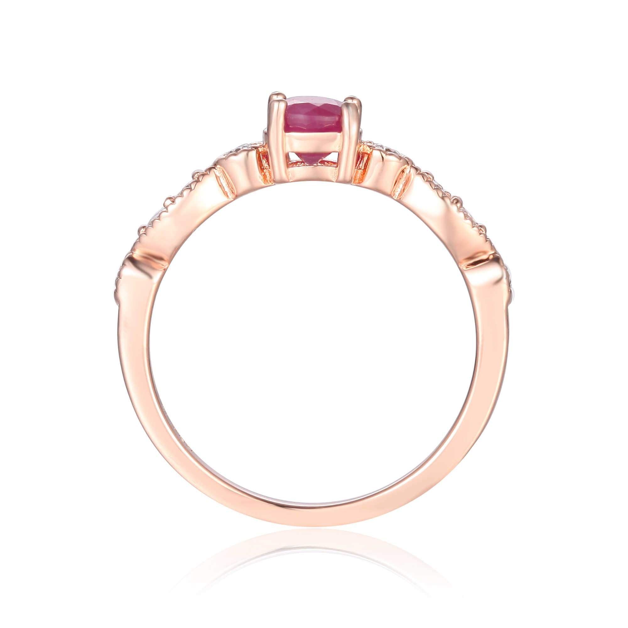 Genuine Ruby Solitaire Ring – 14K Gold Engagement Ring for Women, Elegant & Timeless Jewelry Gift for Her – Perfect for Anniversaries, Weddings & Special Occasions