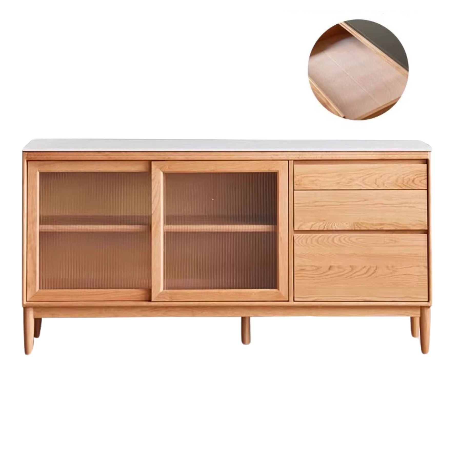 Oak Solid Wood Large Capacity Storage Sideboard - Rustic Buffet Cabinet for Dining Room, Living Room & Entryway Storage
