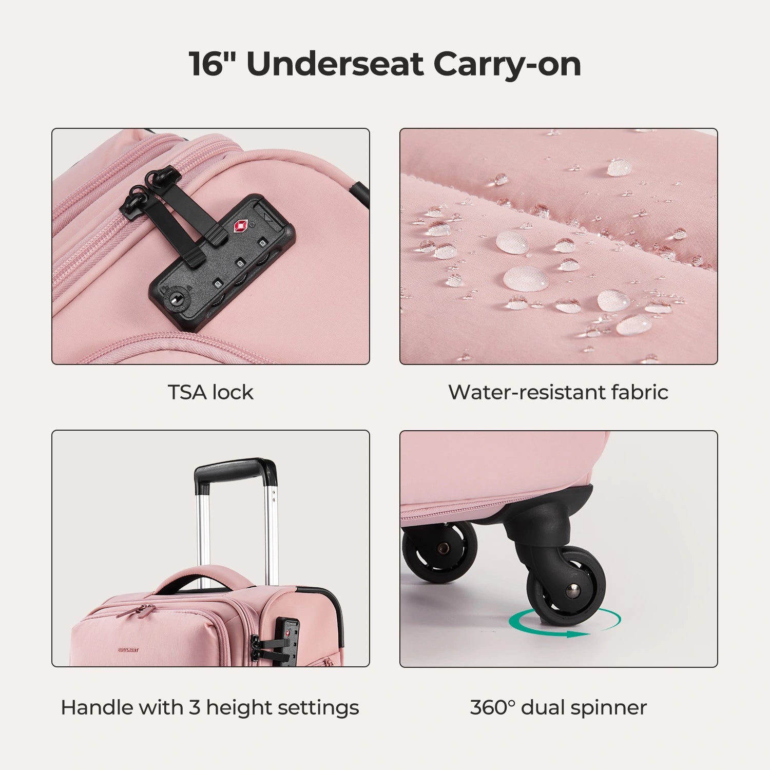 Bagsmart 16-Inch Personal Item Carry-On Luggage - Perfect for Air Travel, Weekend Getaways & Business Trips