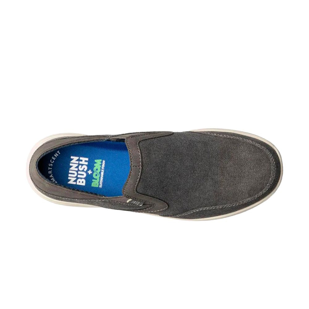 Nunn Bush Men's Conway EZ Canvas Moc Toe Slip-On Shoes in Gunmetal - Comfortable Casual Loafers for Work, Travel & Everyday Wear
